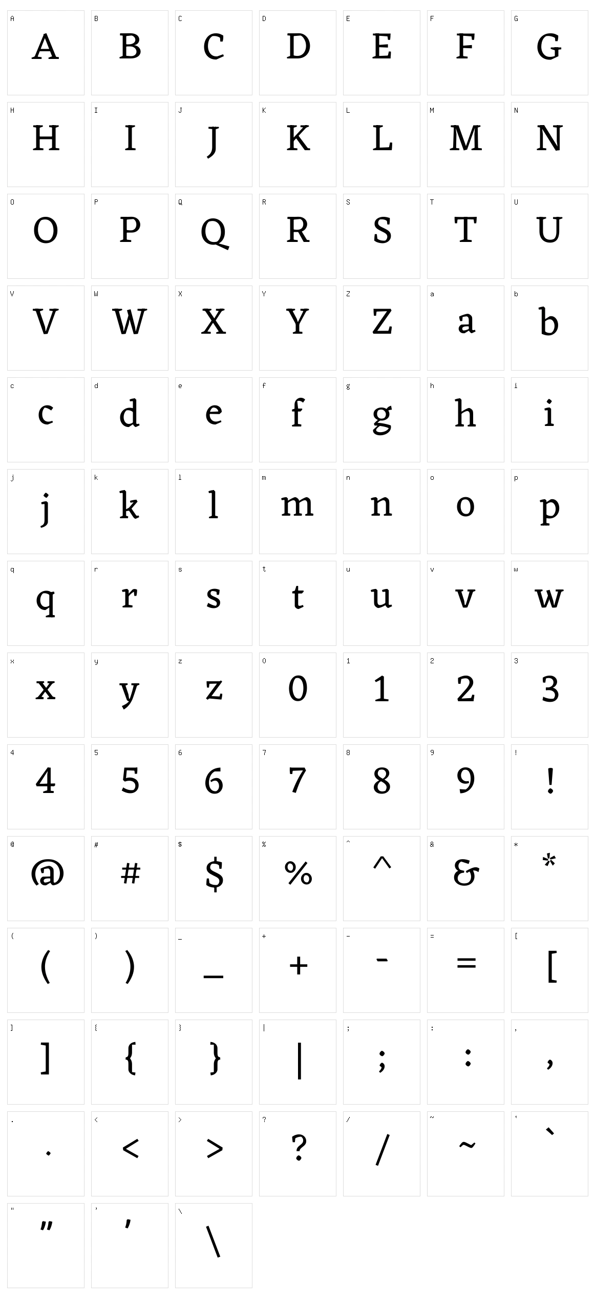 Eczar Character Set