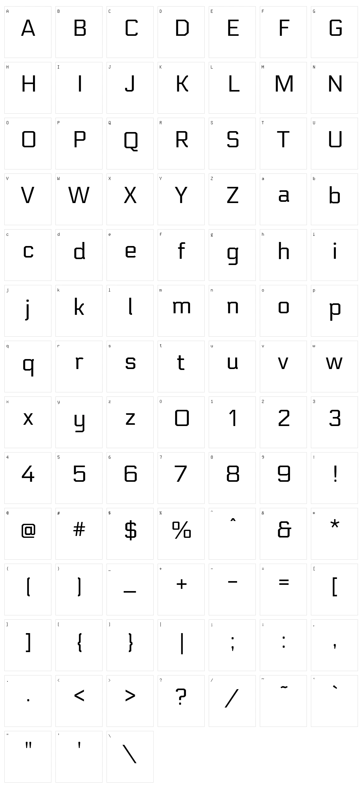 Electrolize Character Set