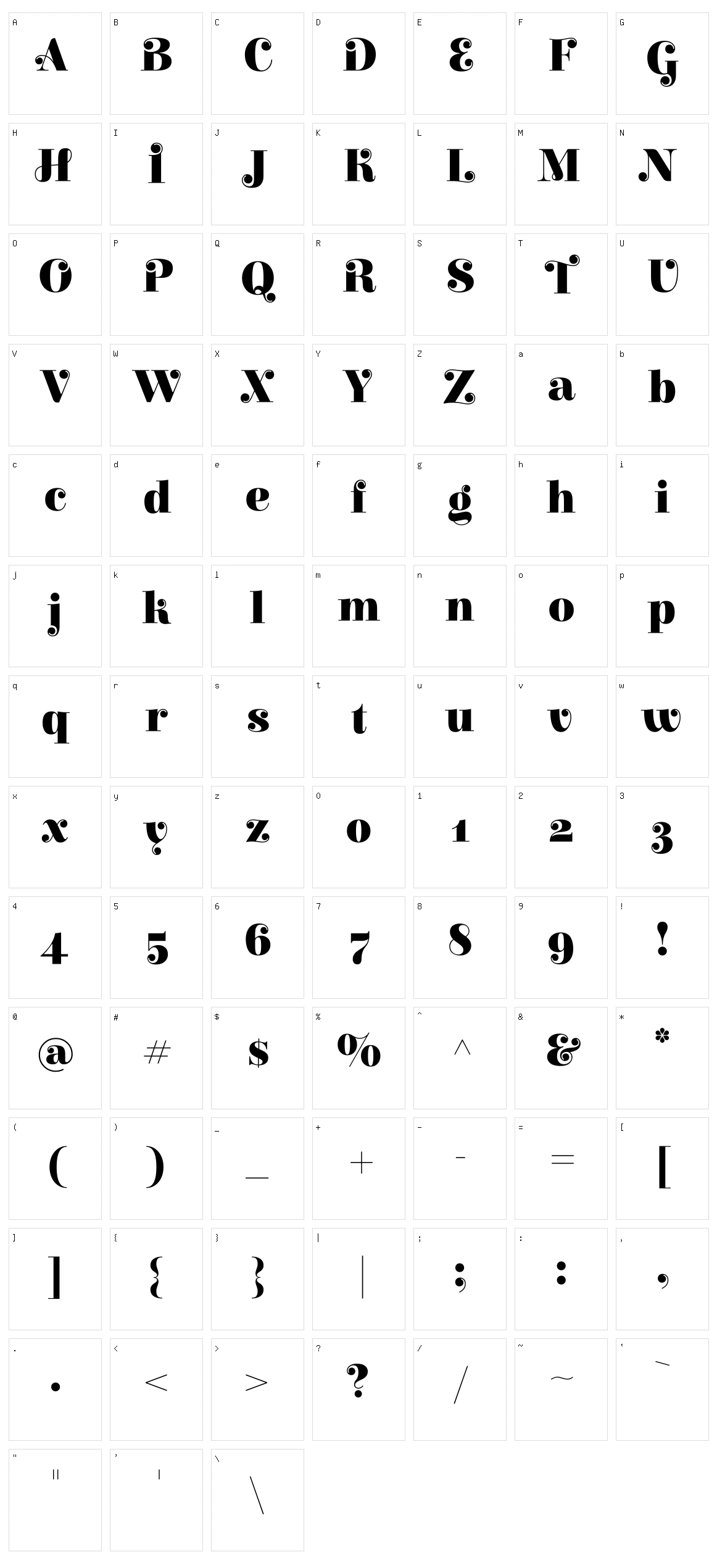 Elsie swash caps Character Set