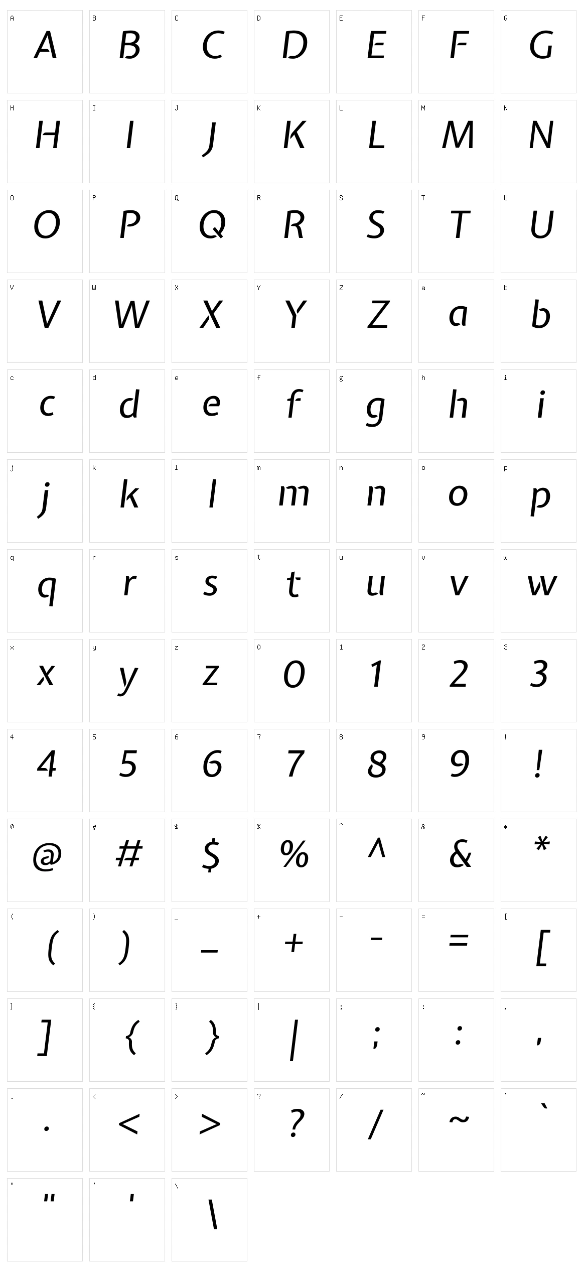 Expletus sans Character Set