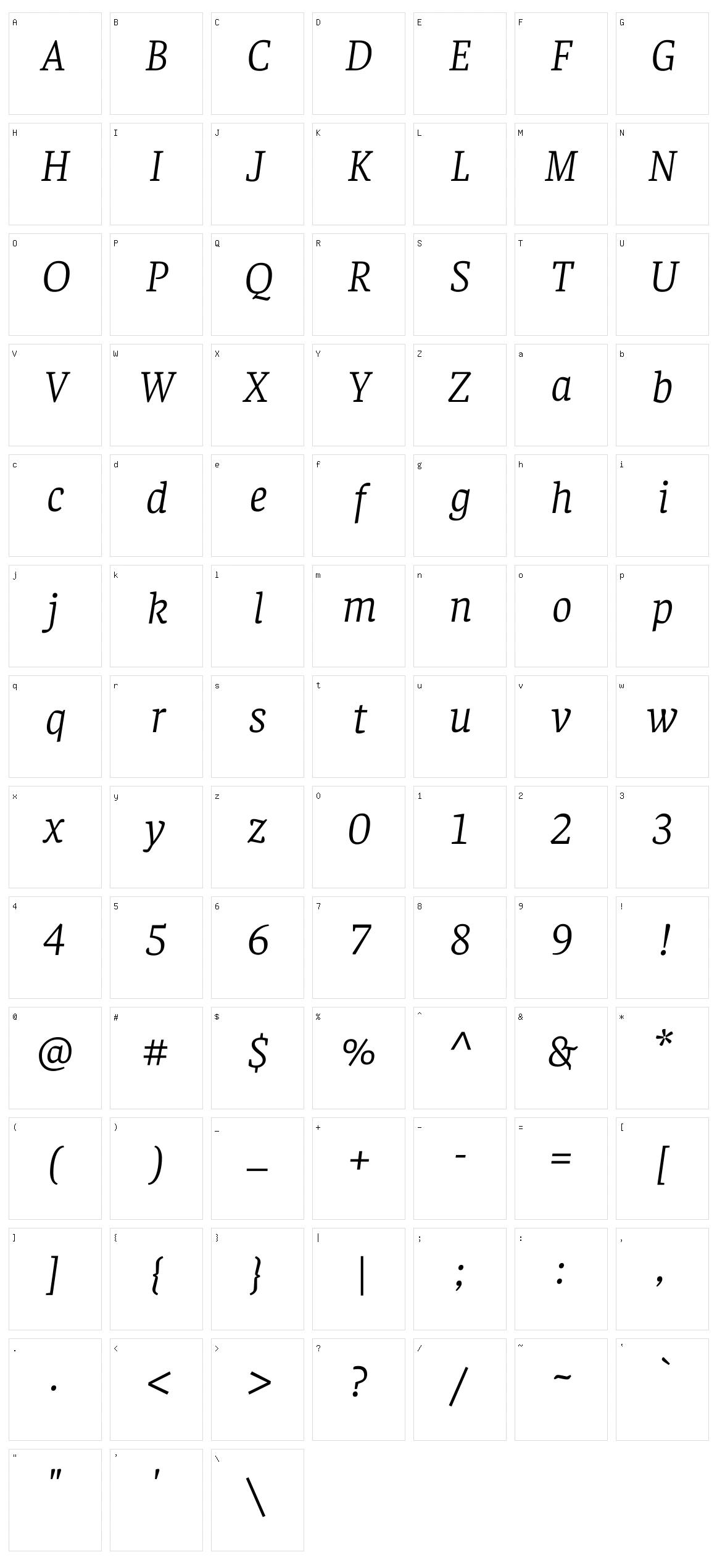 Faustina Character Set