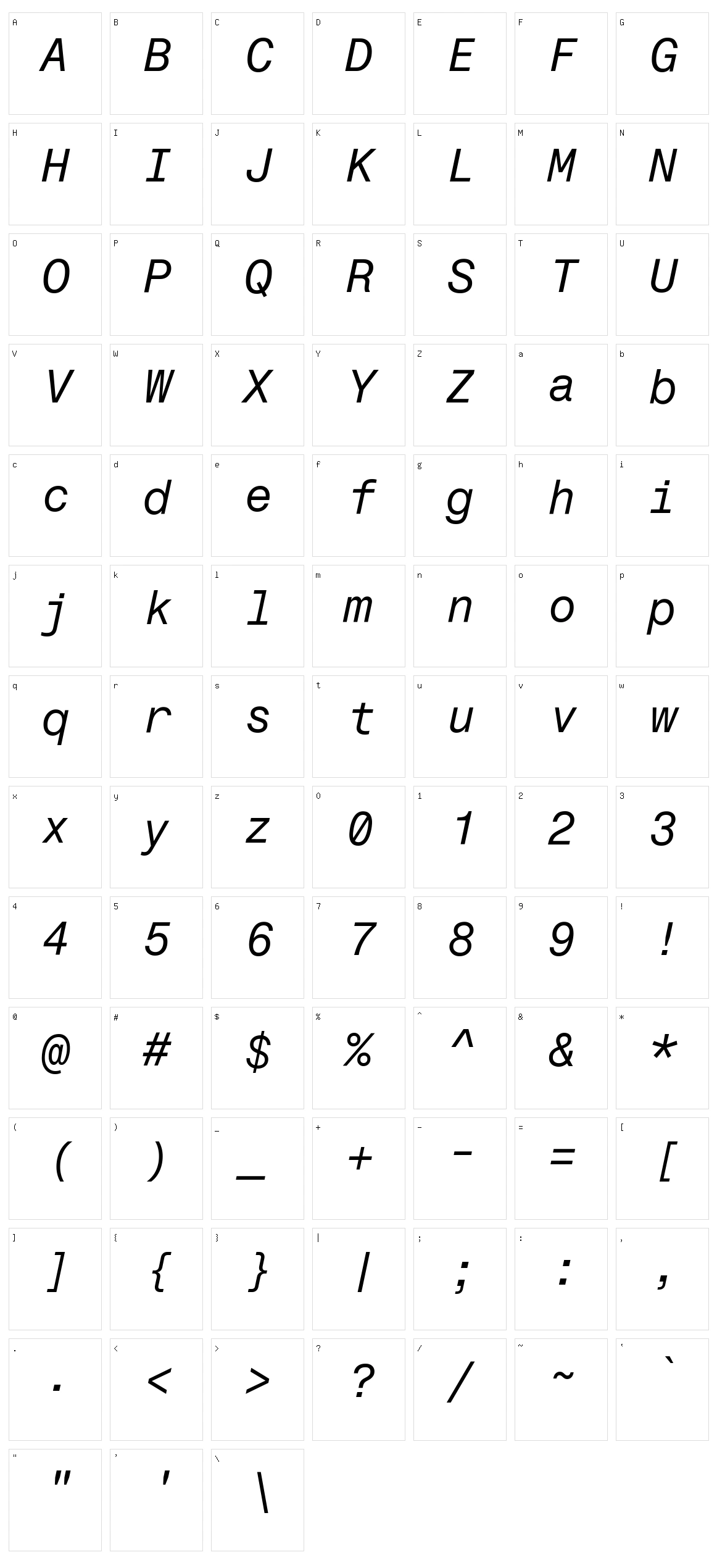 Fragment mono Character Set