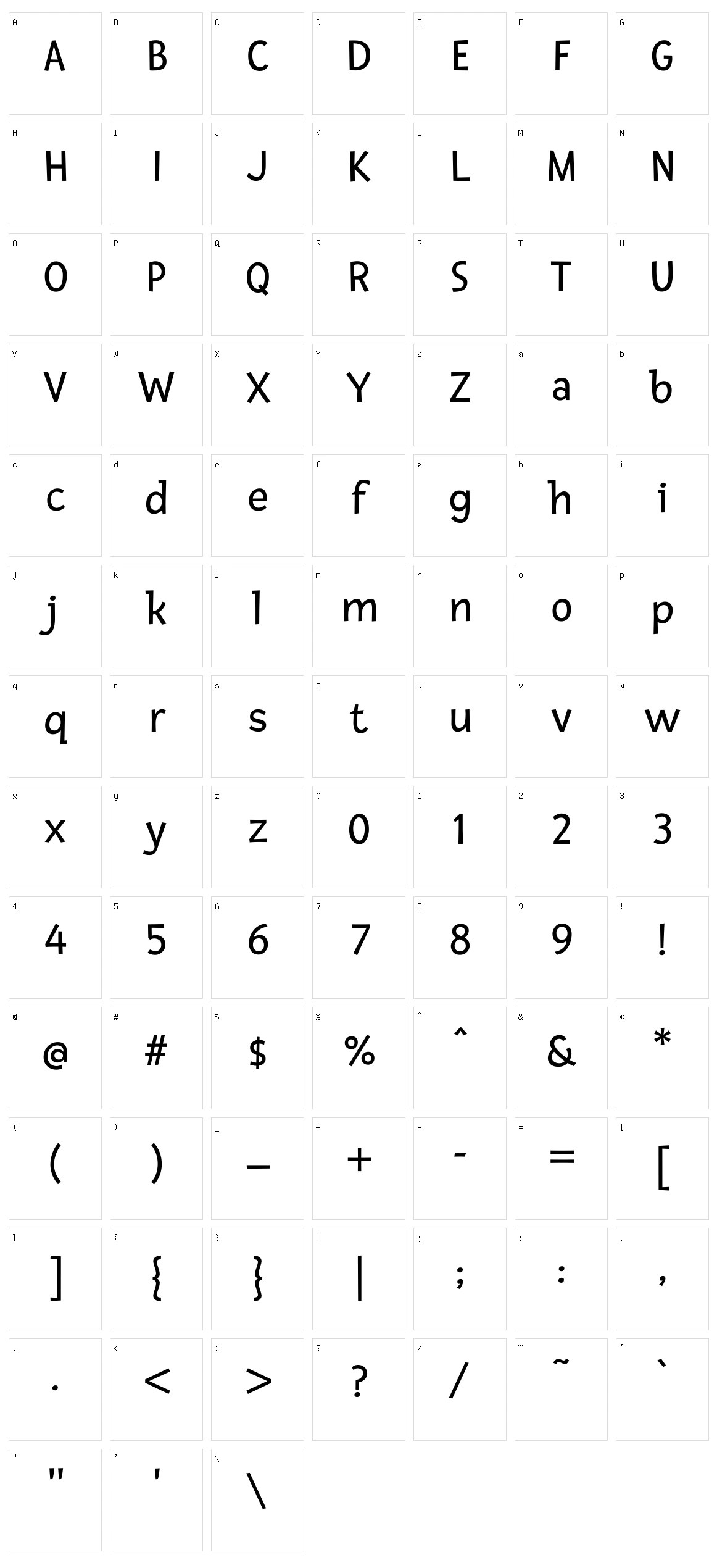 Fresca Character Set