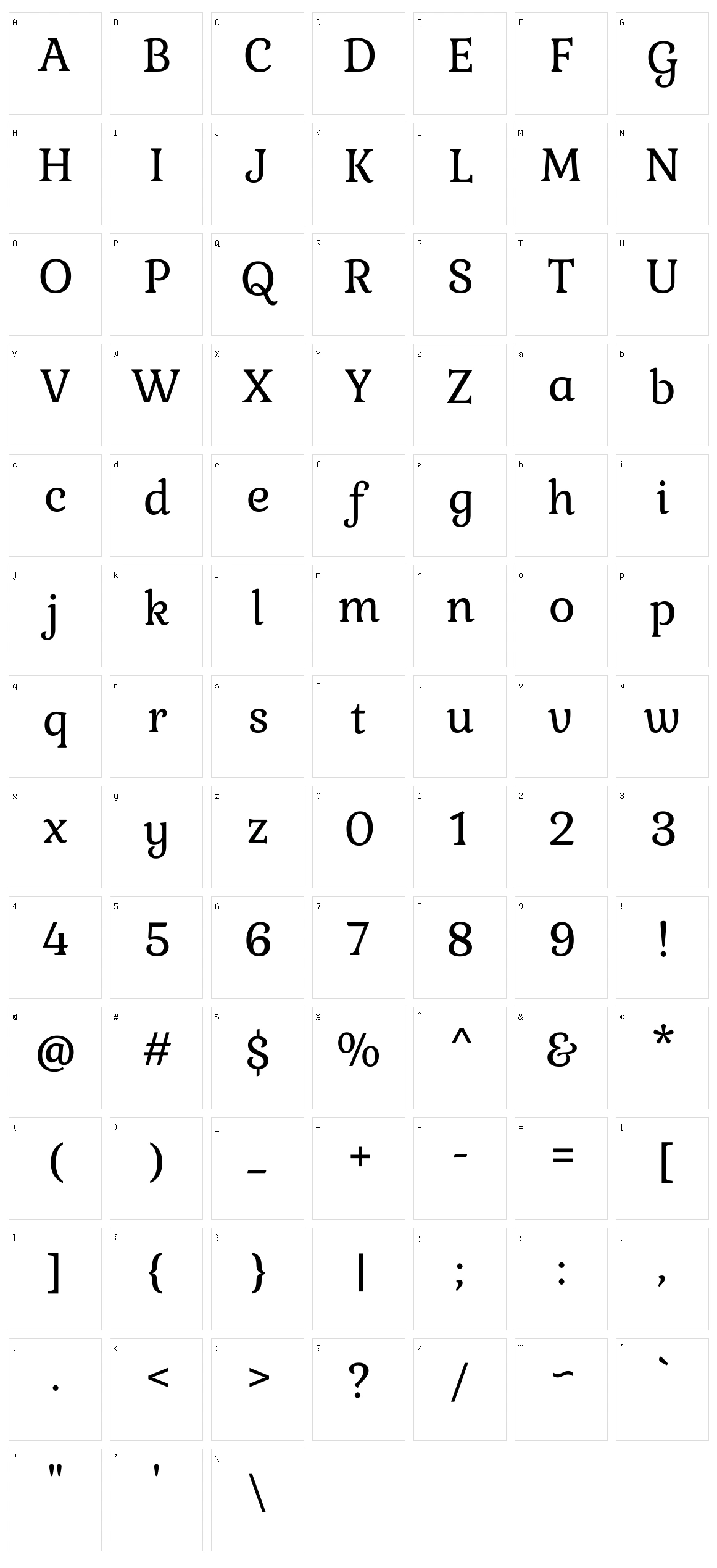 Gabriela Character Set