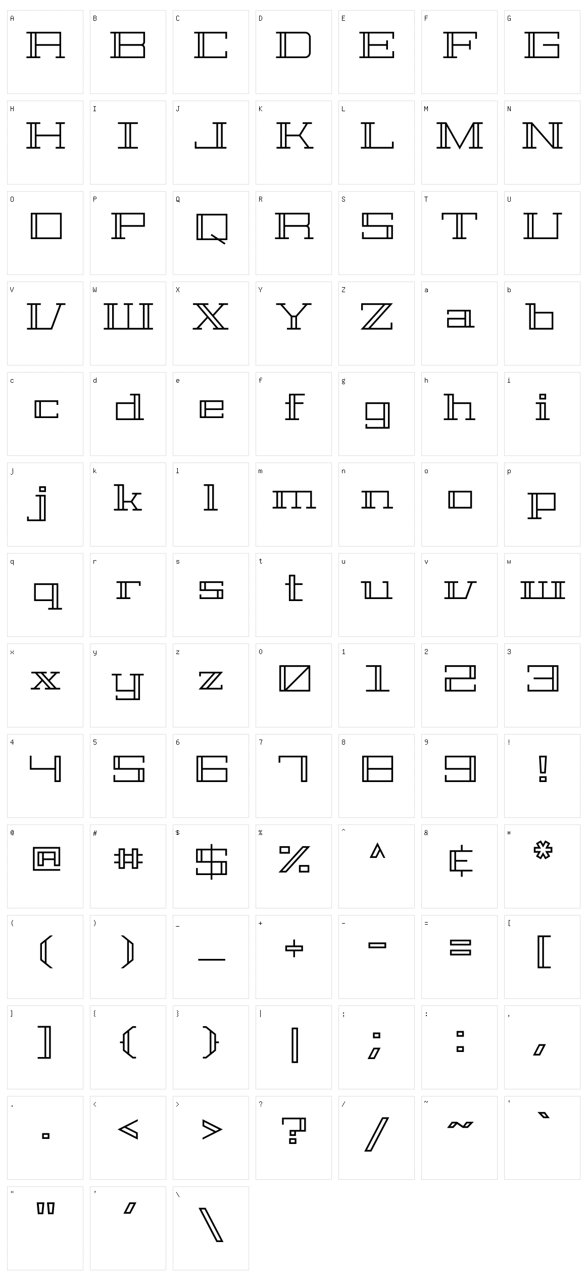 Geostar Character Set