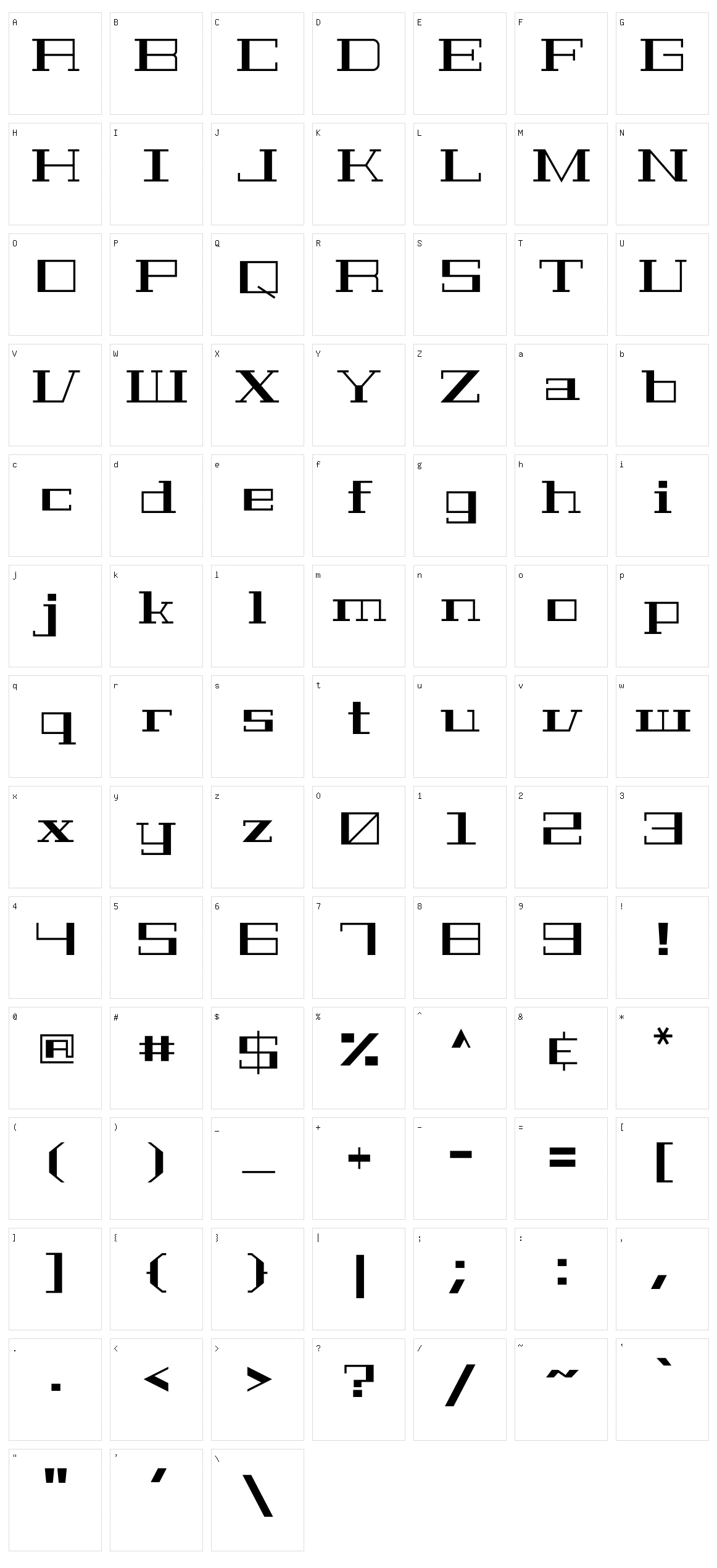 Geostar fill Character Set