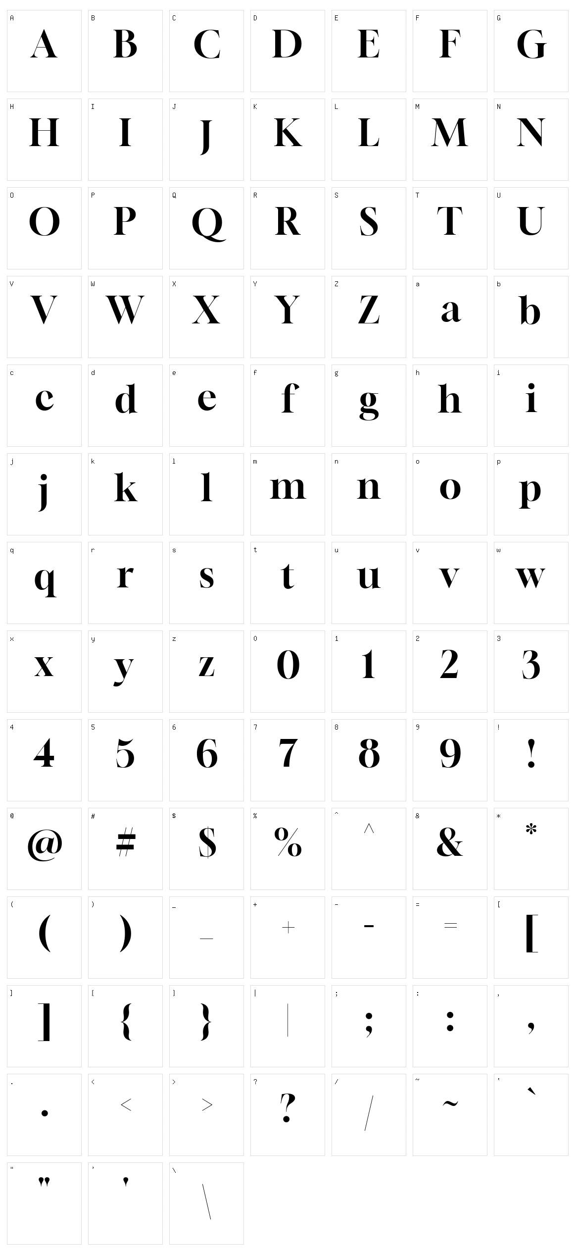 Gloock Character Set