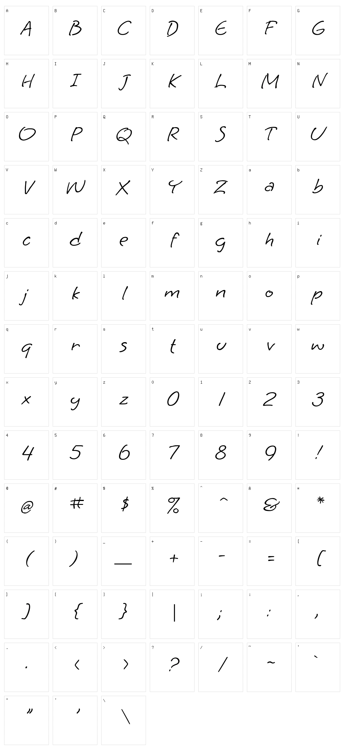 Grape nuts Character Set