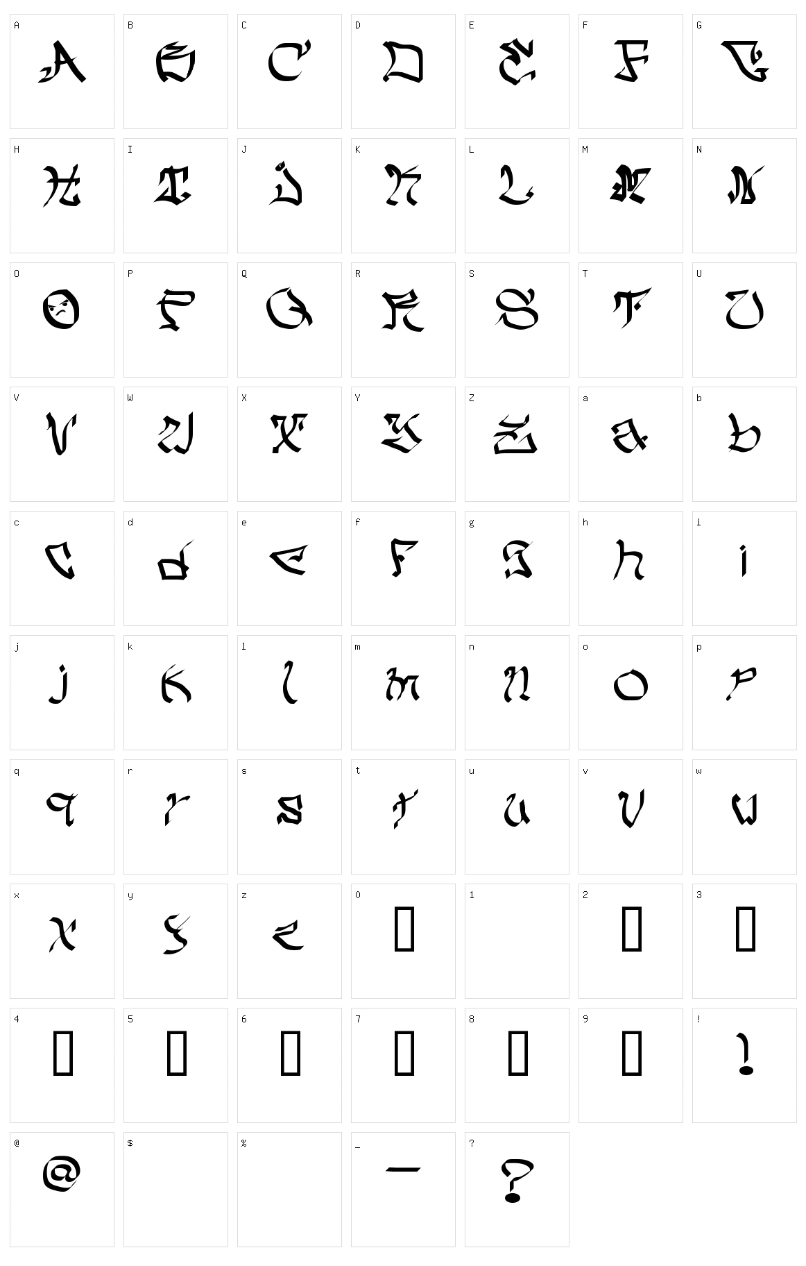 My Crazy Text Character Set