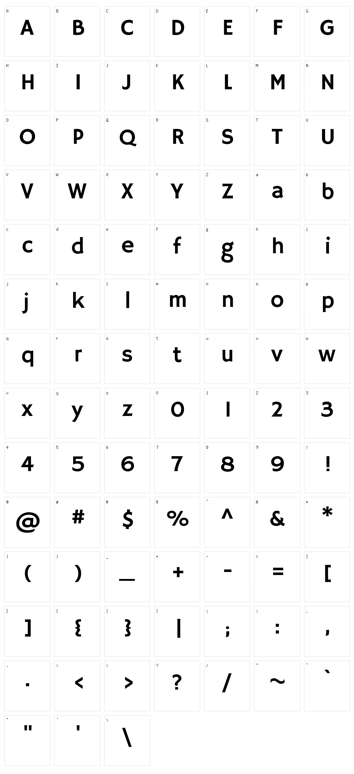 Hammersmith one Character Set