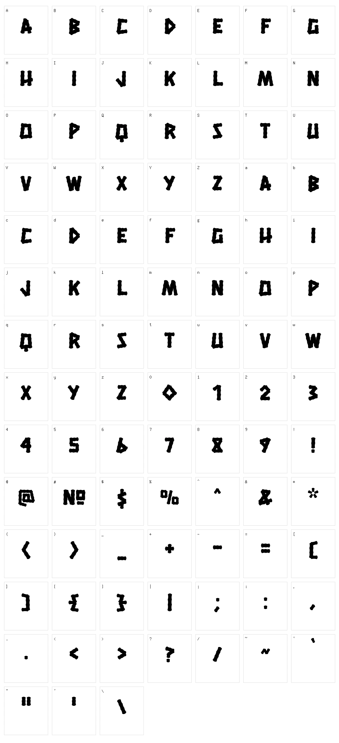 Hanalei fill Character Set