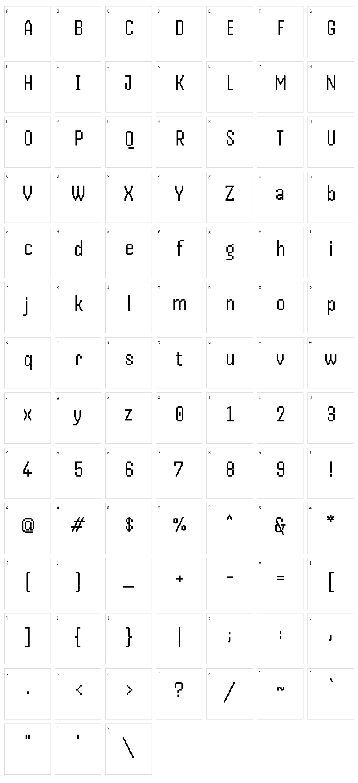 Handjet Character Set