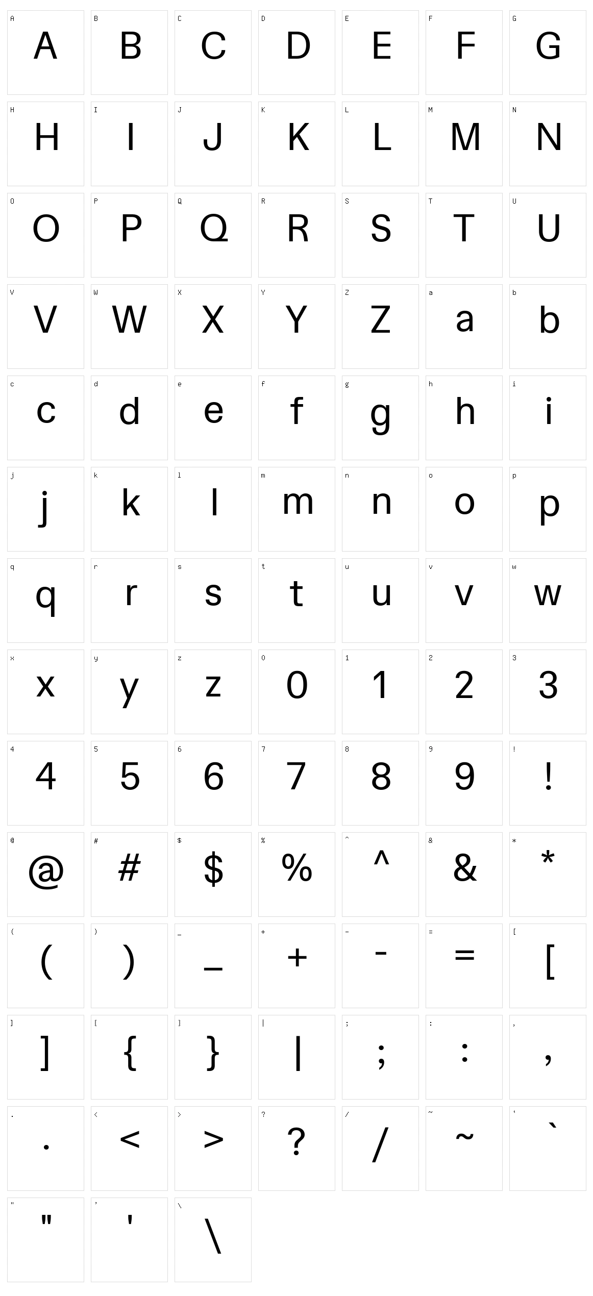 Hedvig letters sans Character Set