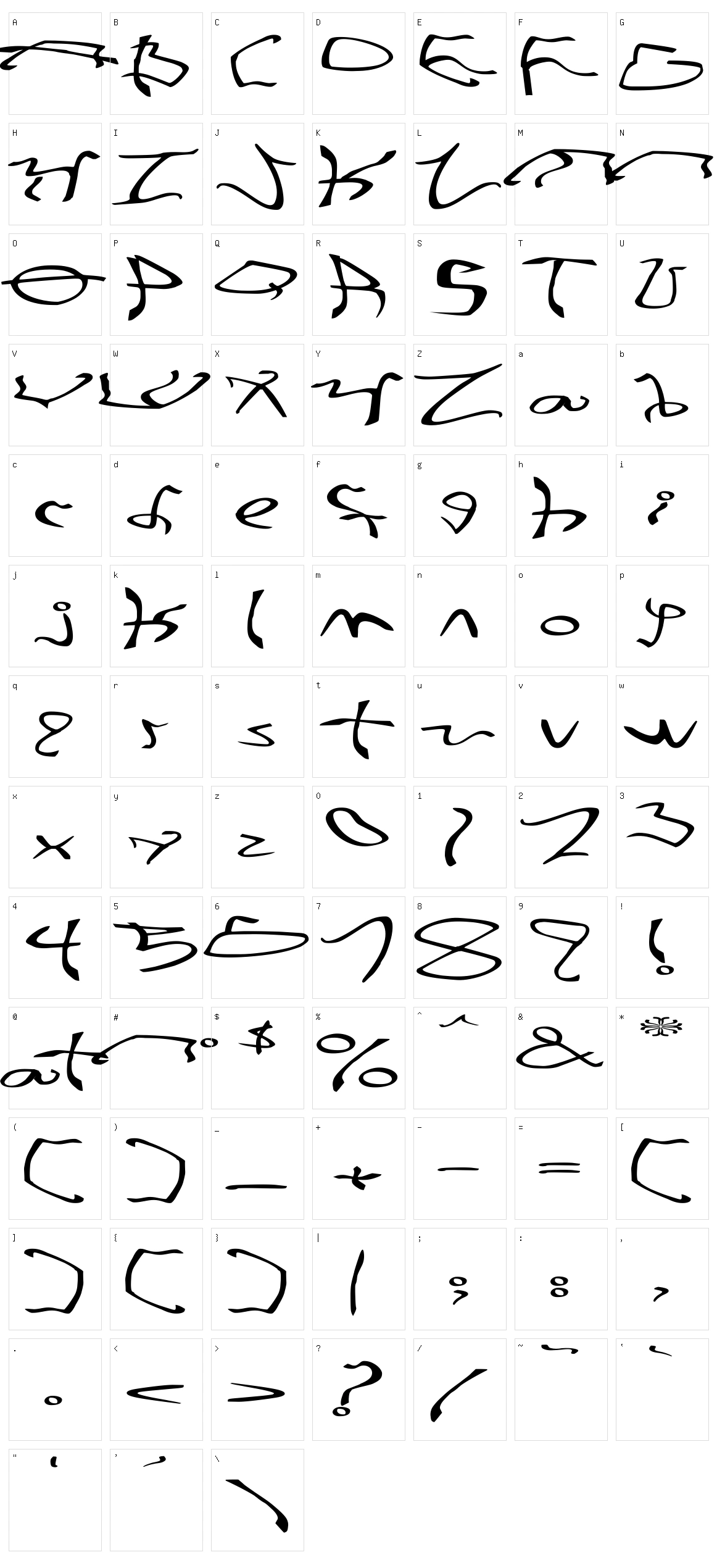 001 Stretched-Strung Character Set