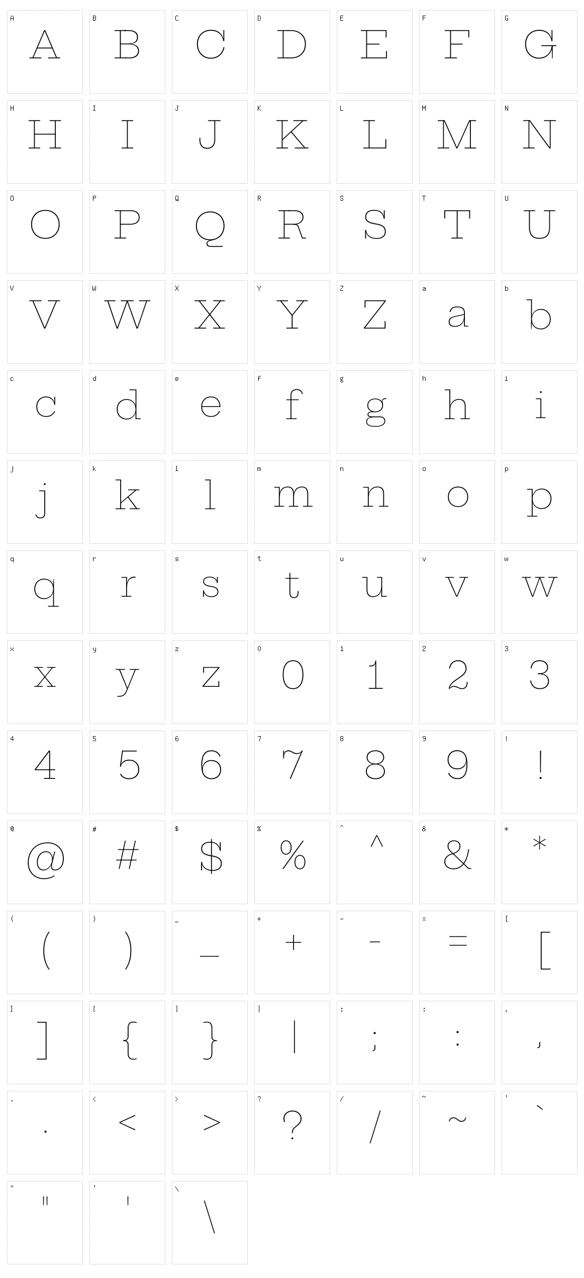 Hepta slab Character Set