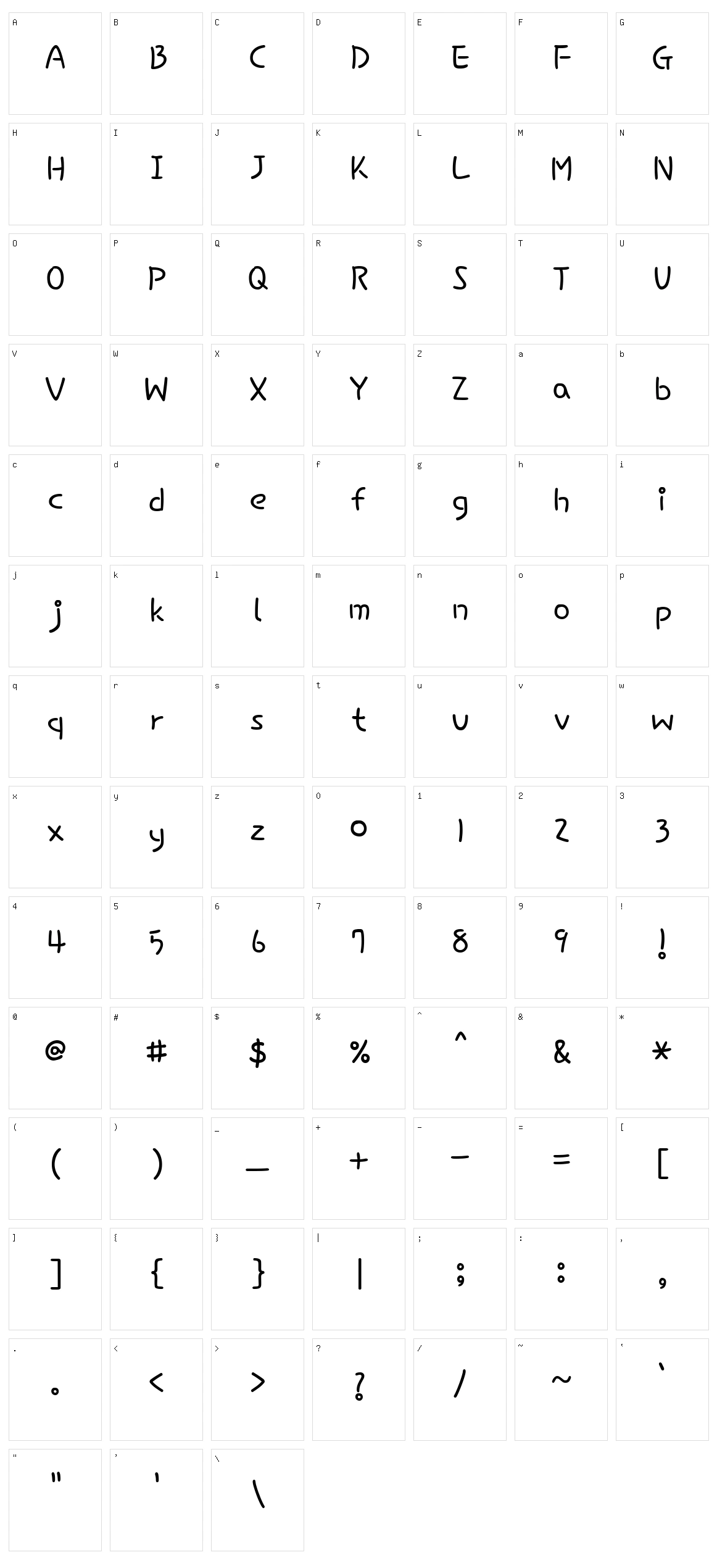 Hi melody Character Set