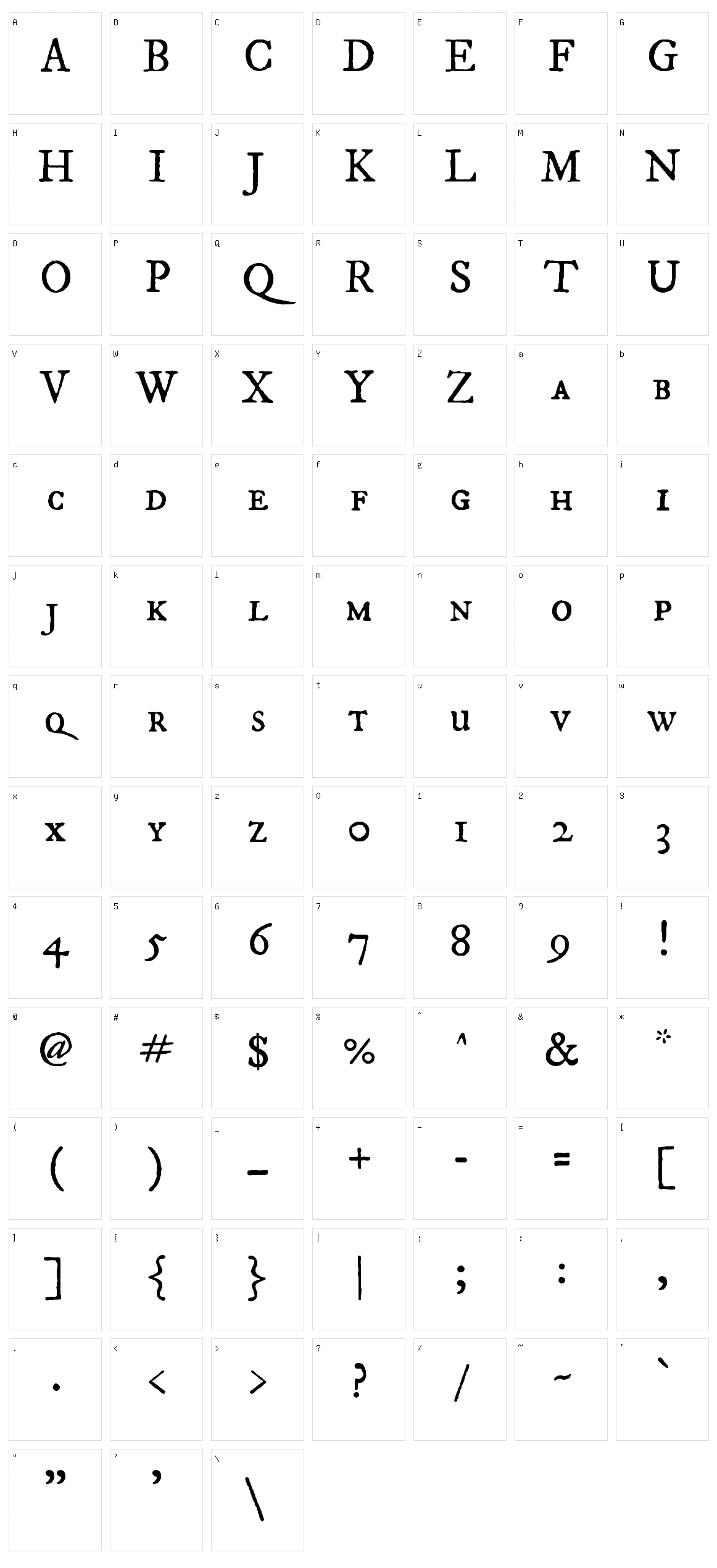 Im fell dw pica sc Character Set