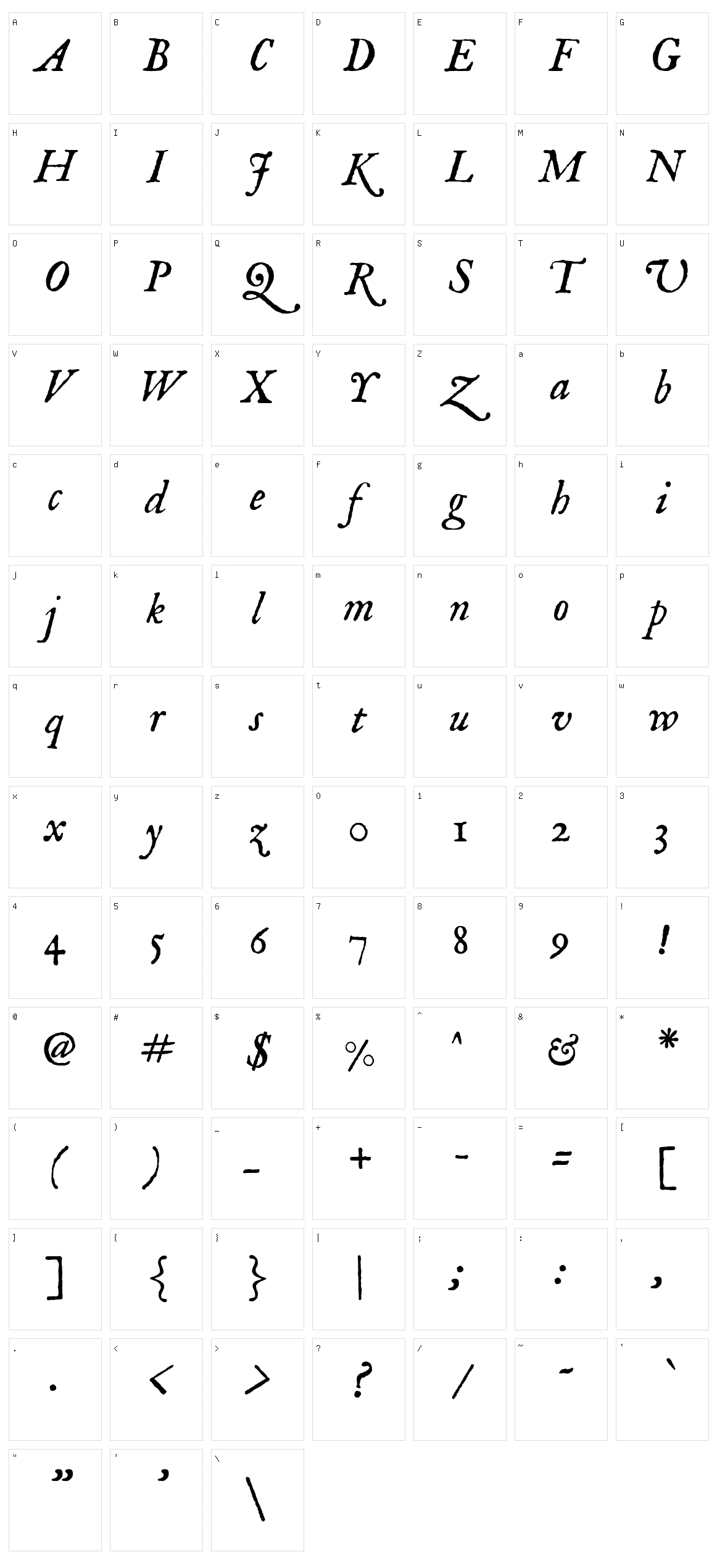 Im fell english Character Set