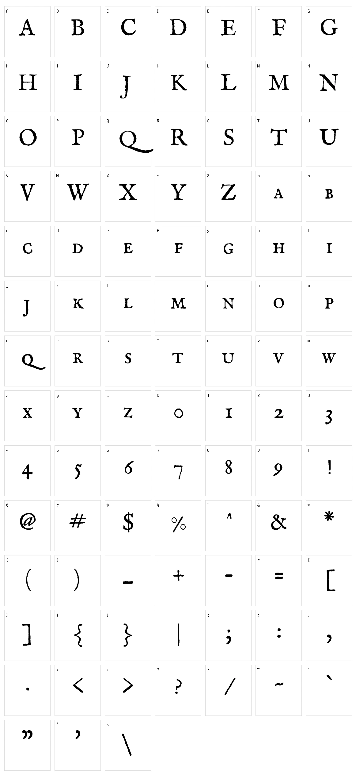 Im fell english sc Character Set