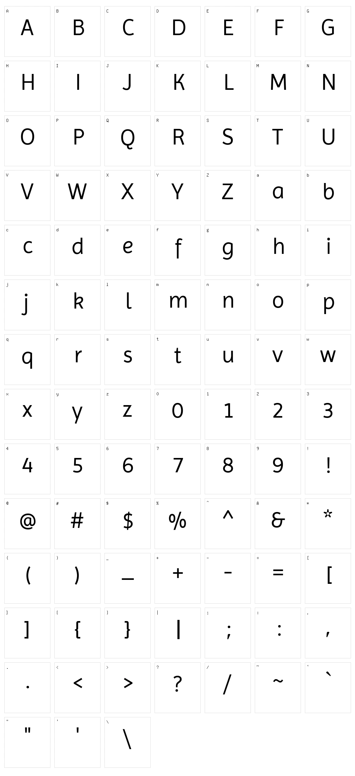 Imprima Character Set