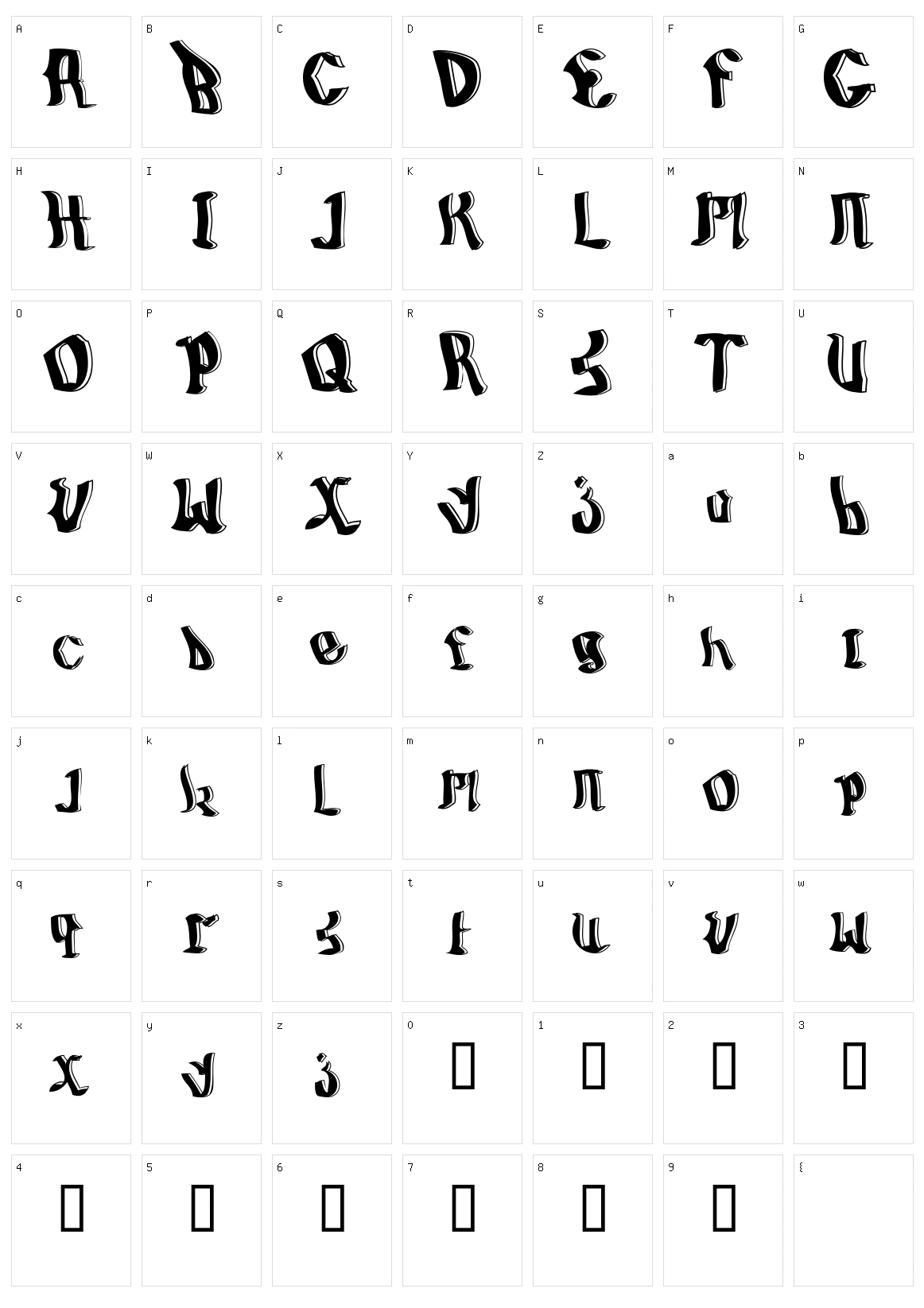 BillyBoy Character Set