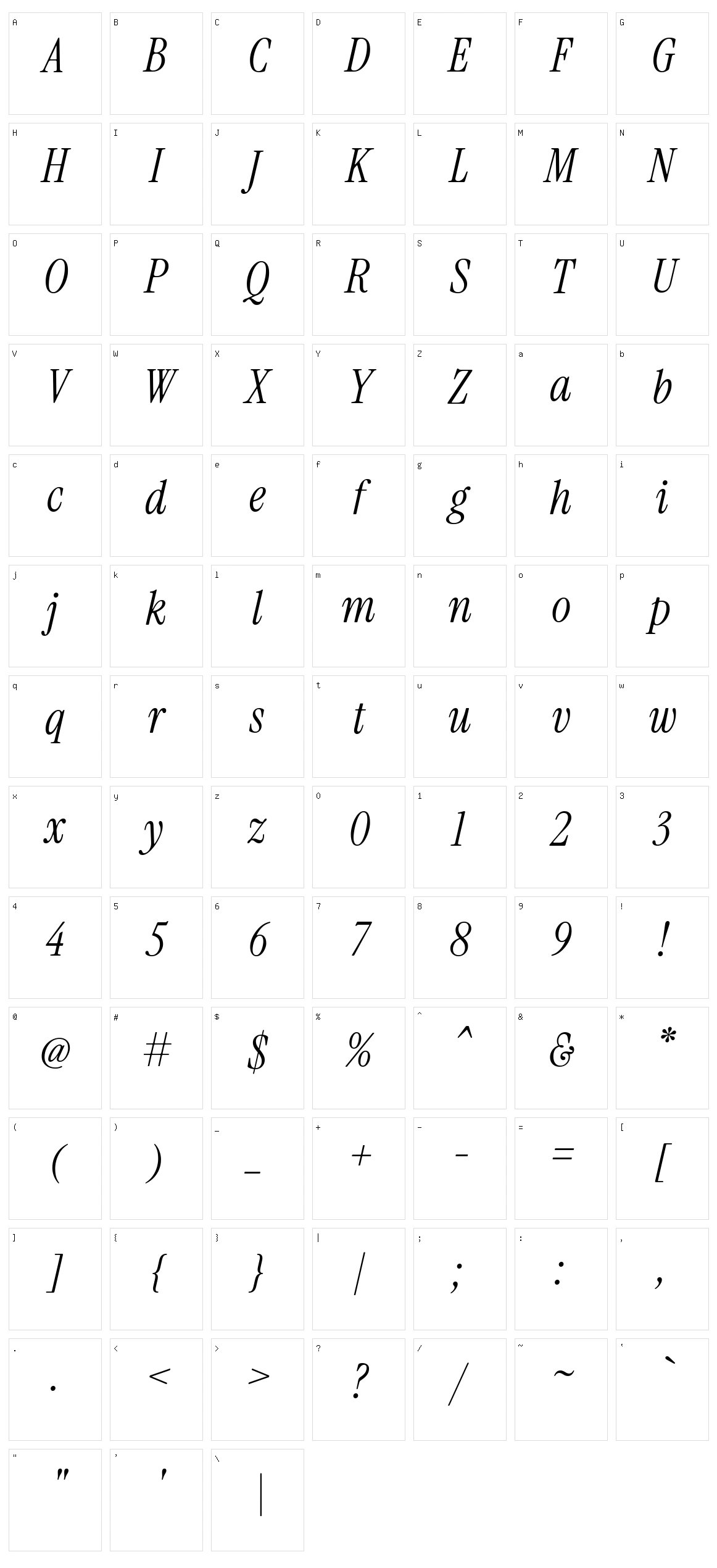 Instrument serif Character Set