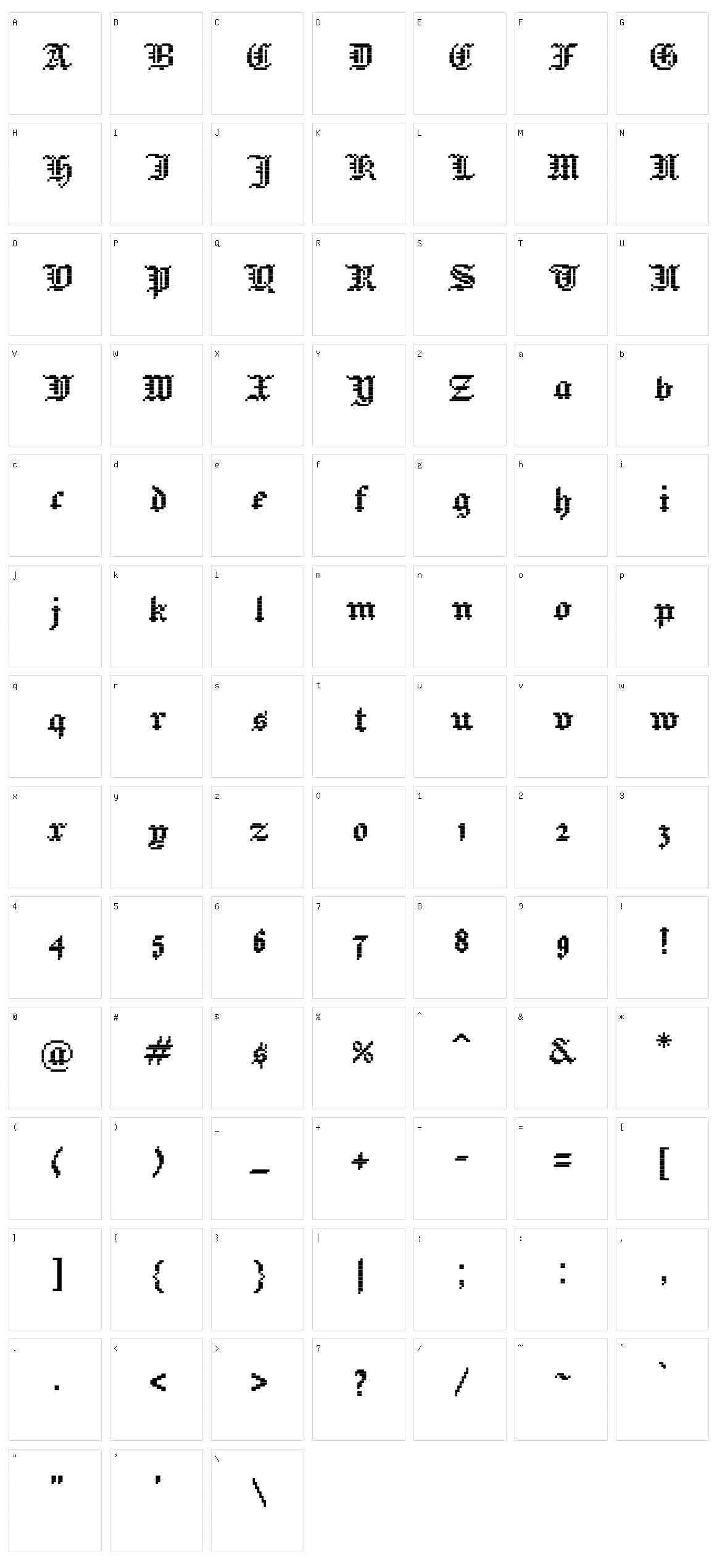 Jacquard 12 Character Set