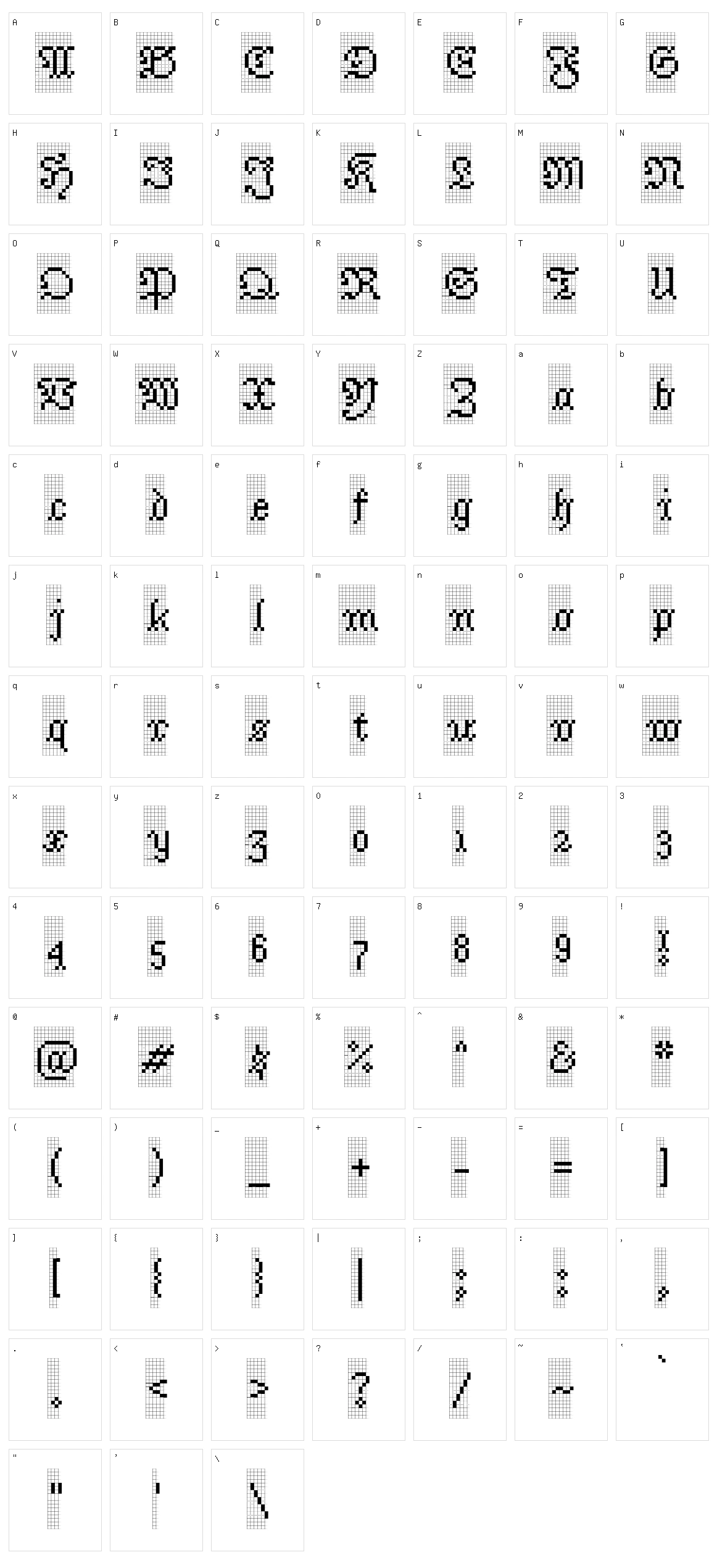 Jacquarda bastarda 9 charted Character Set