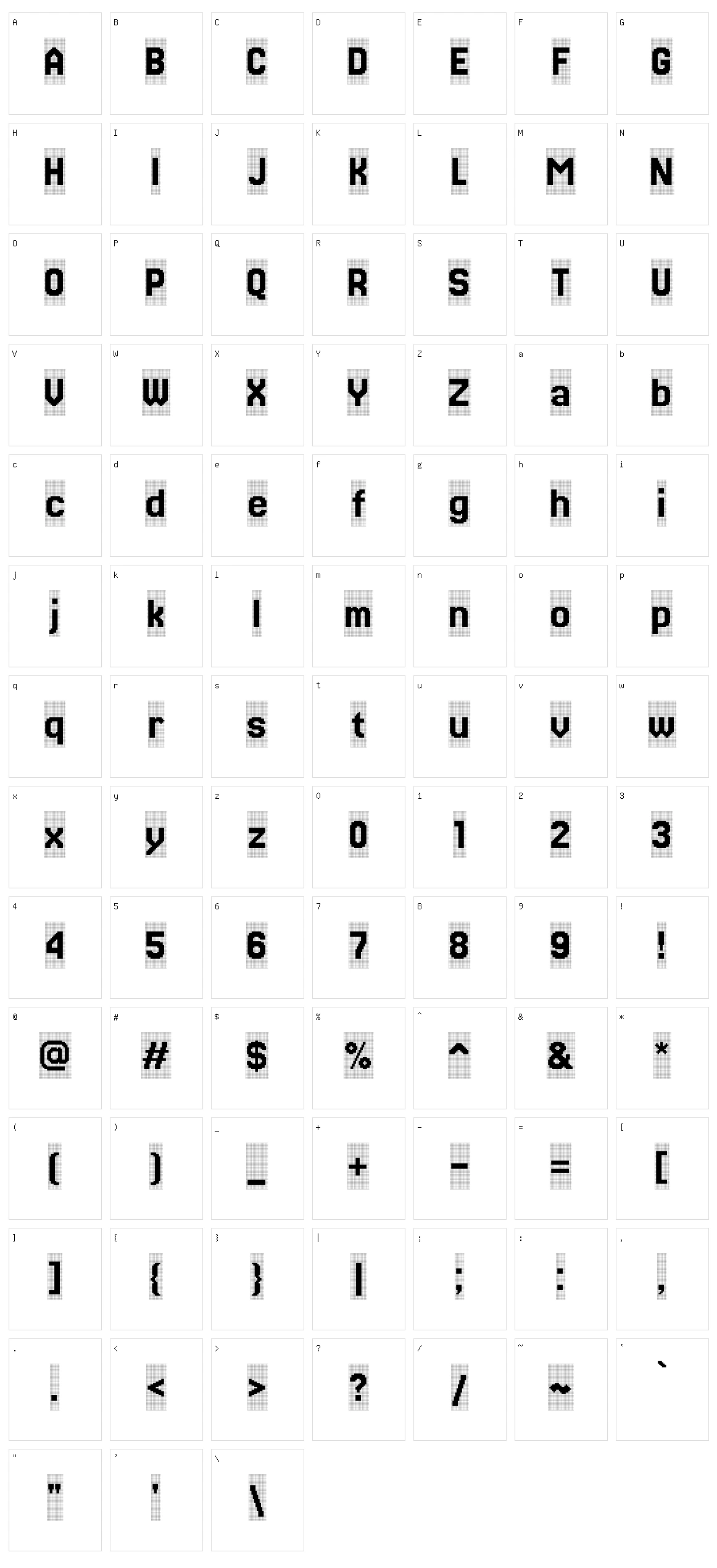 Jersey 20 charted Character Set