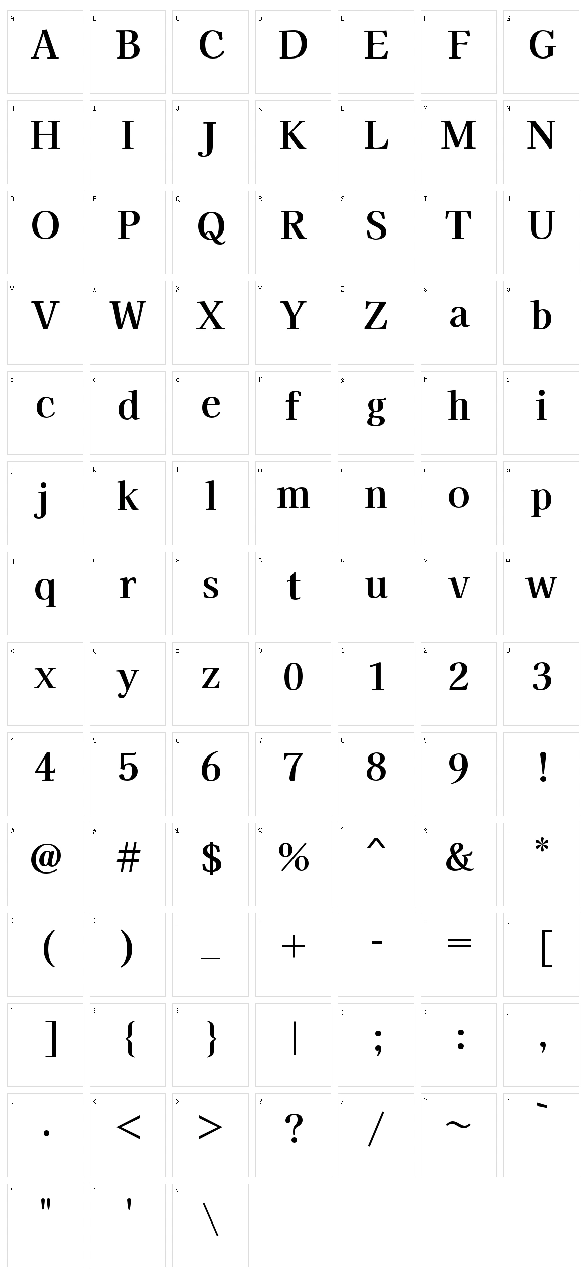 Kaisei decol Character Set