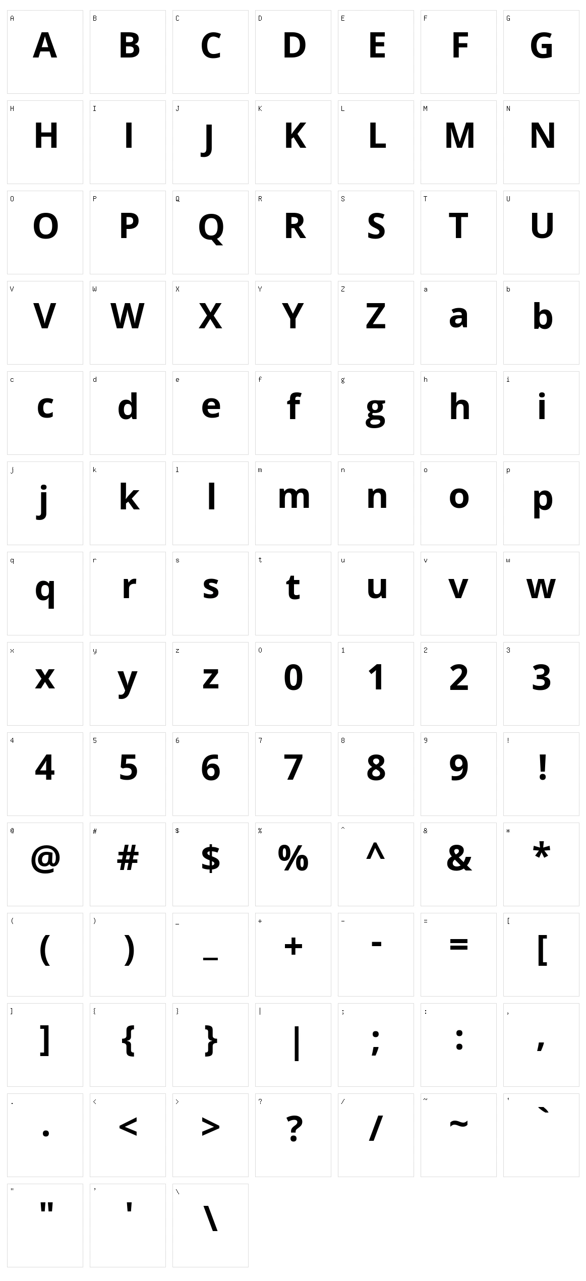 Khula Character Set