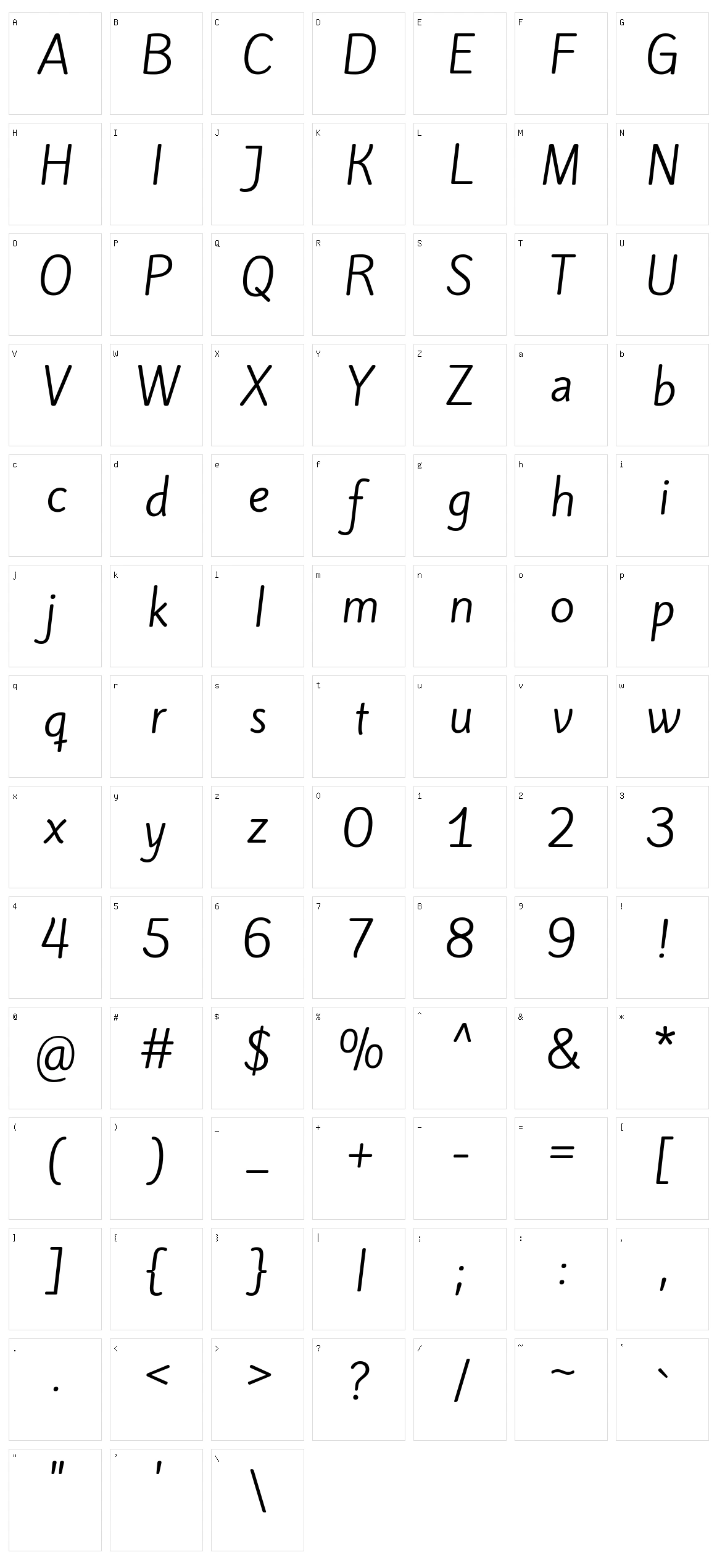 Kite one Character Set