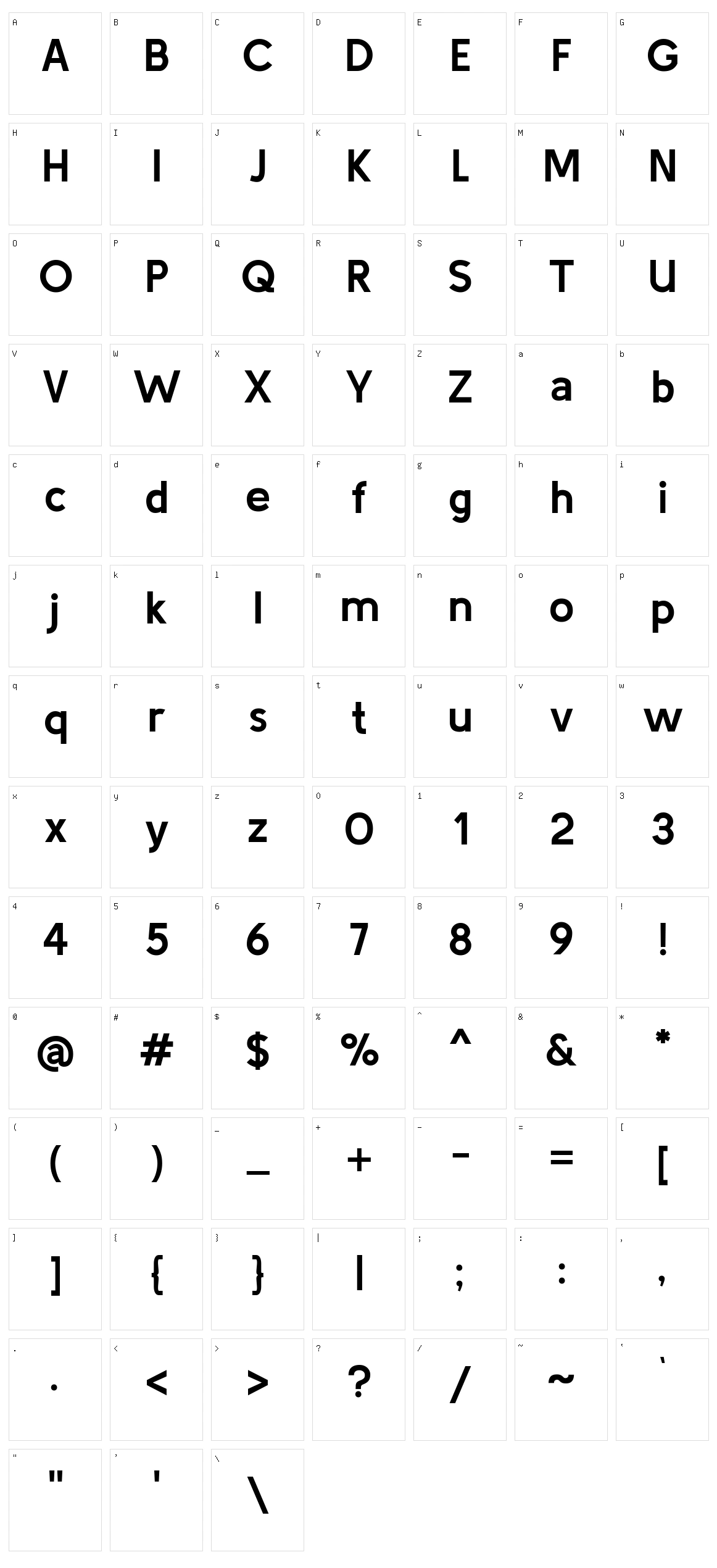 Kulim park Character Set