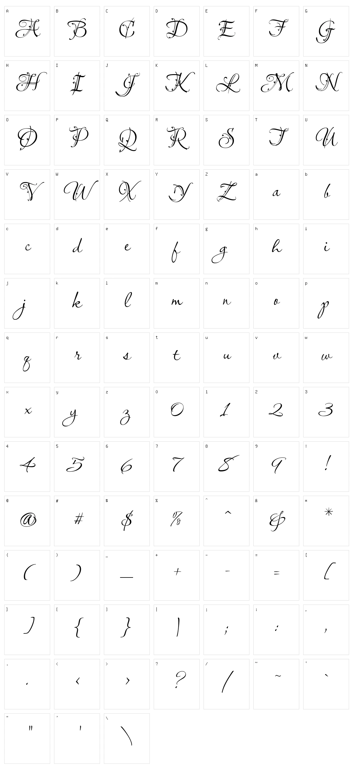 Lavishly yours Character Set