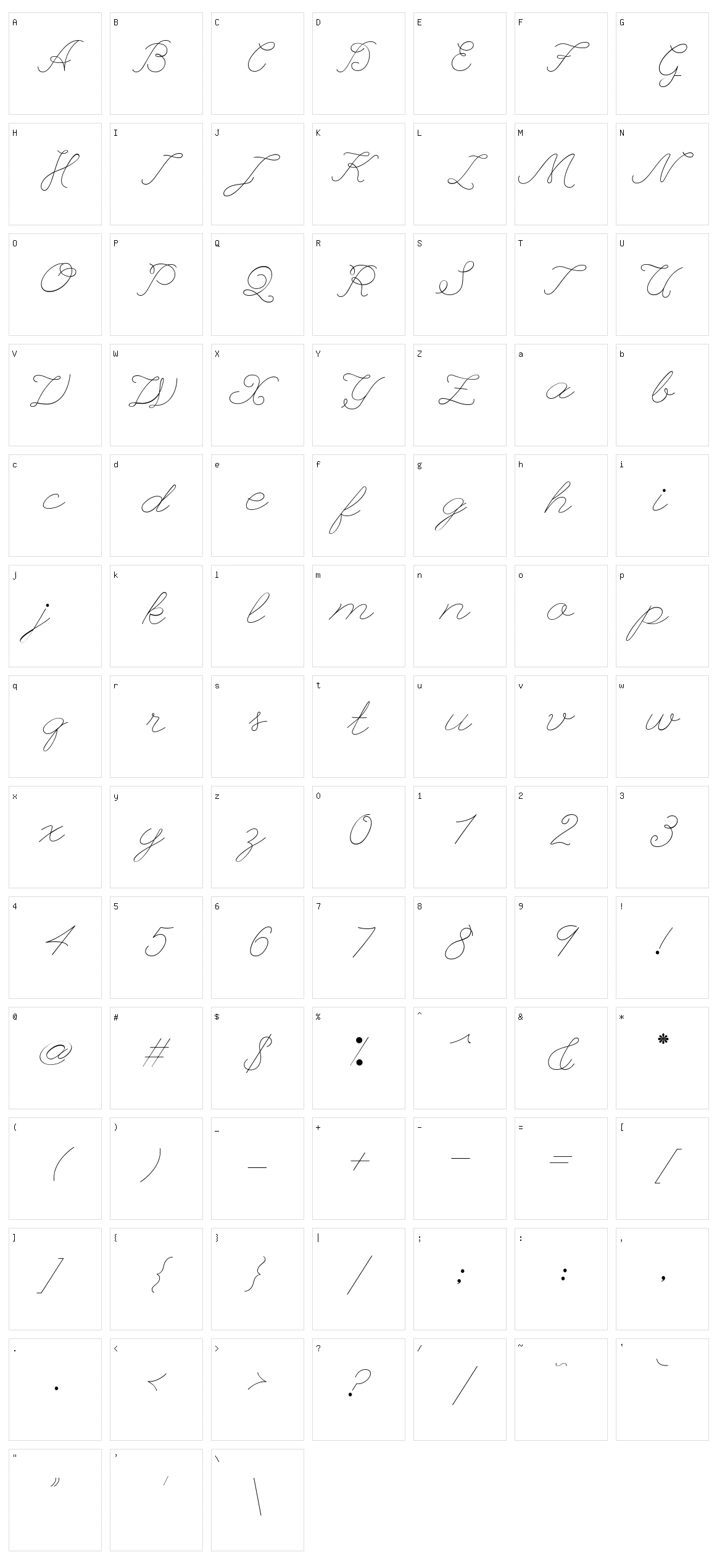 League script Character Set