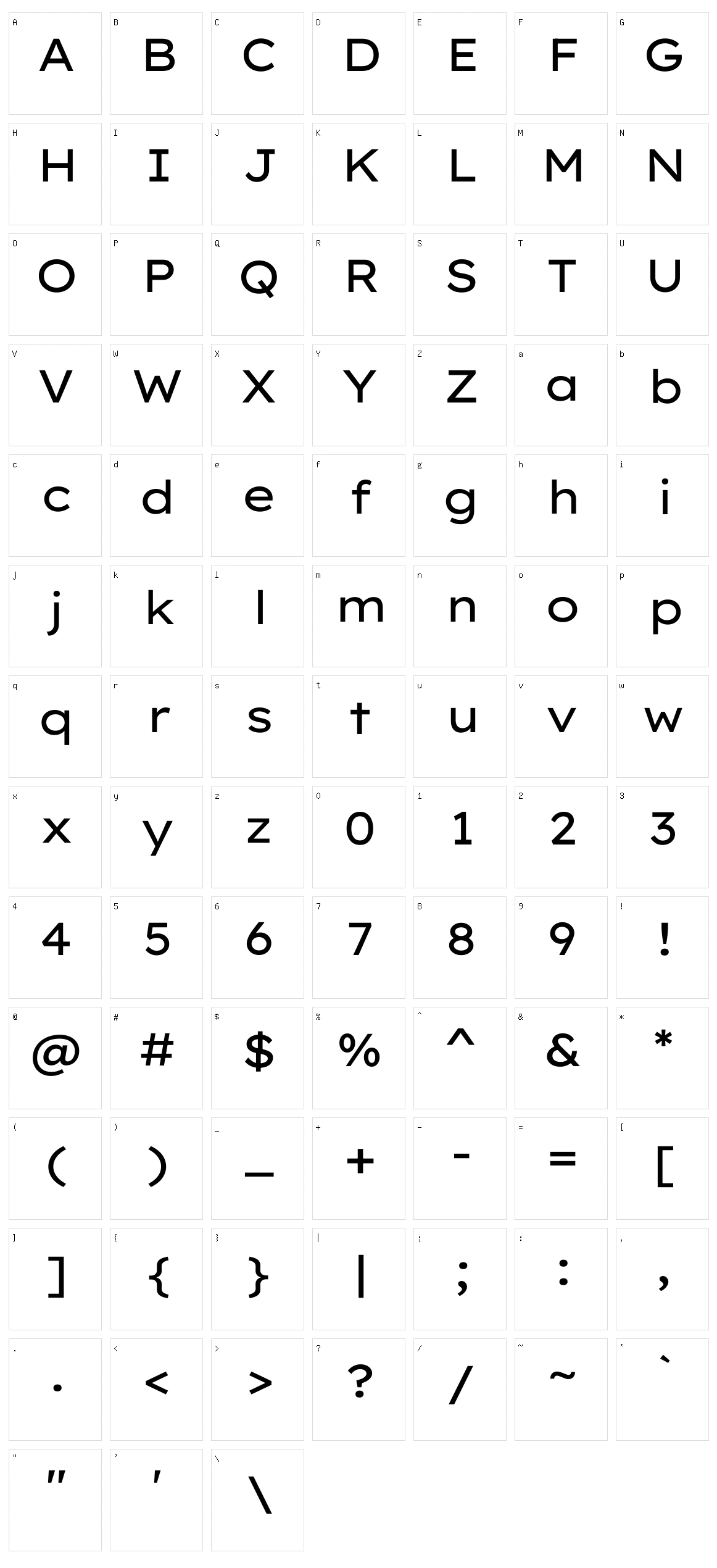 Lexend giga Character Set