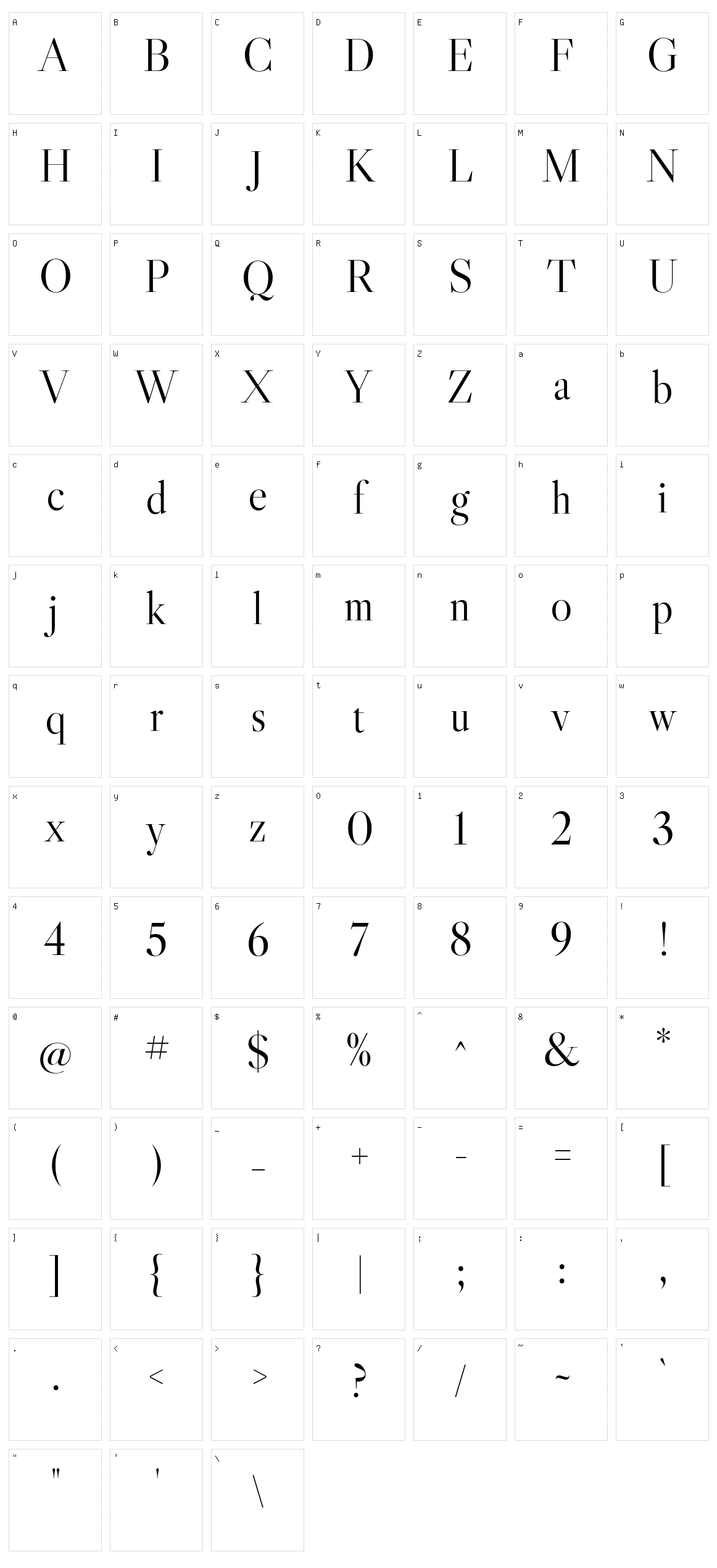 Libre caslon display Character Set