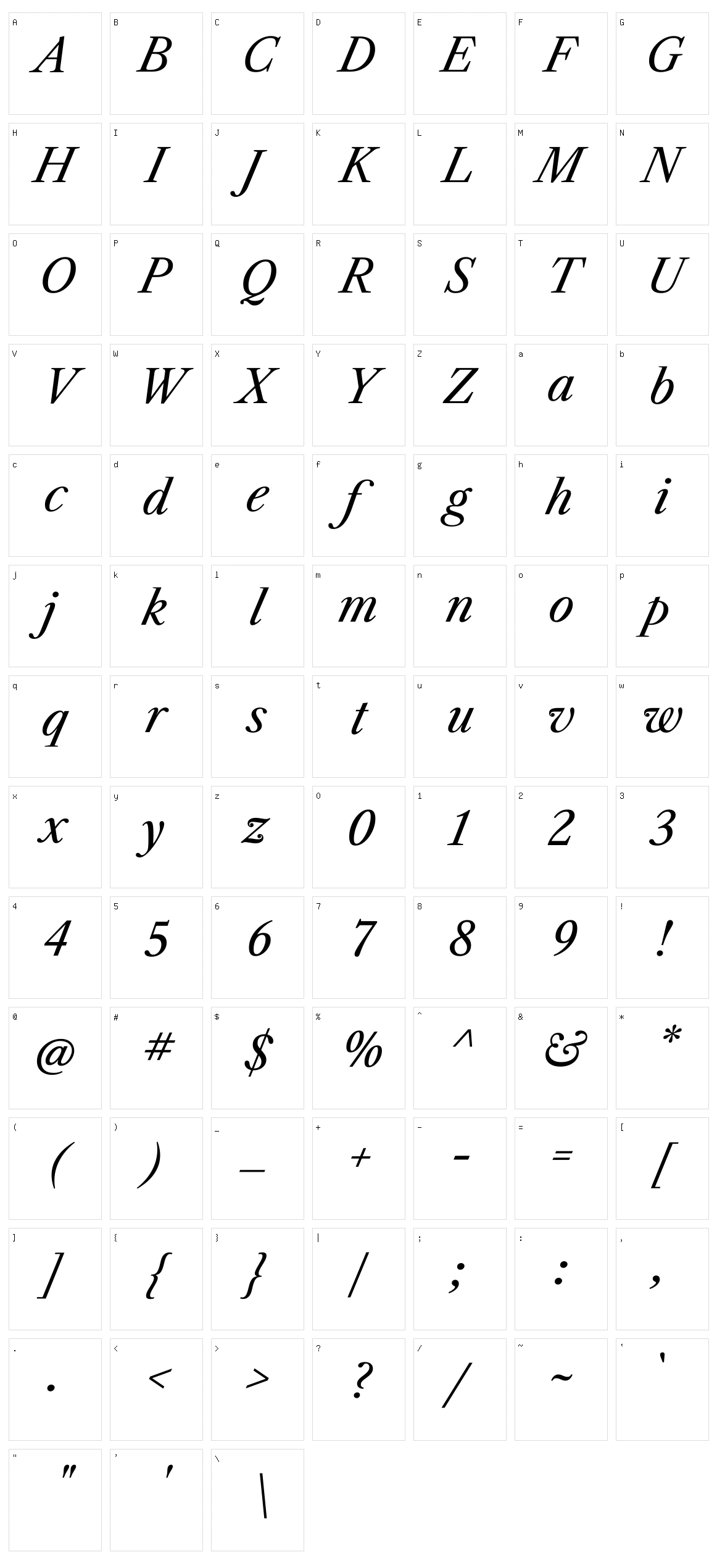 Libre caslon text Character Set