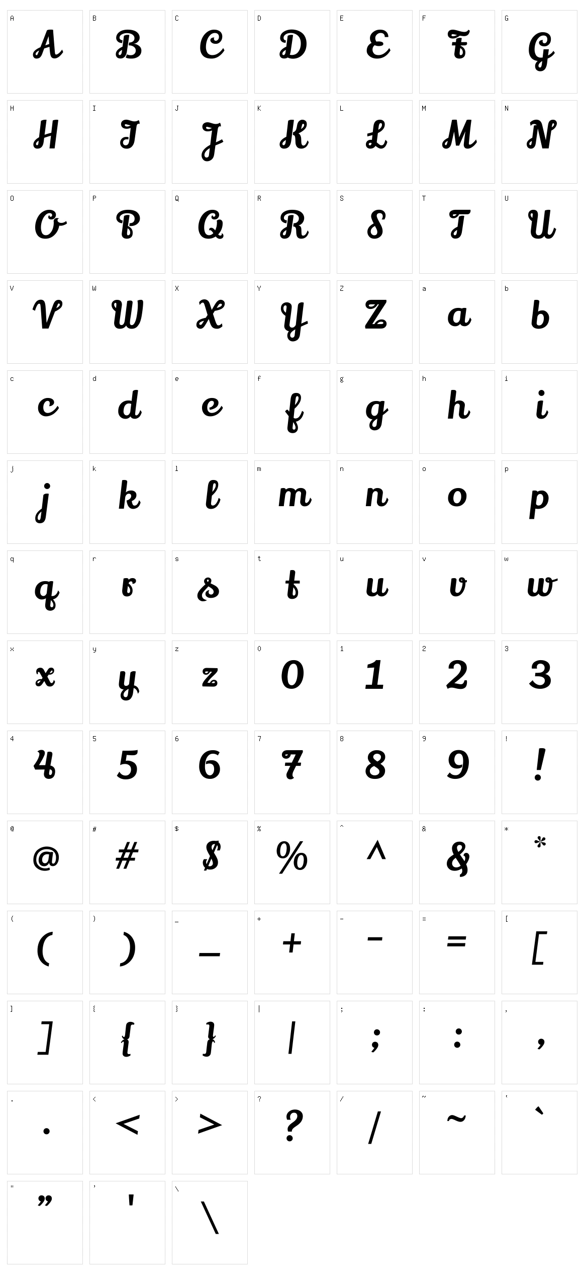 Lily script one Character Set
