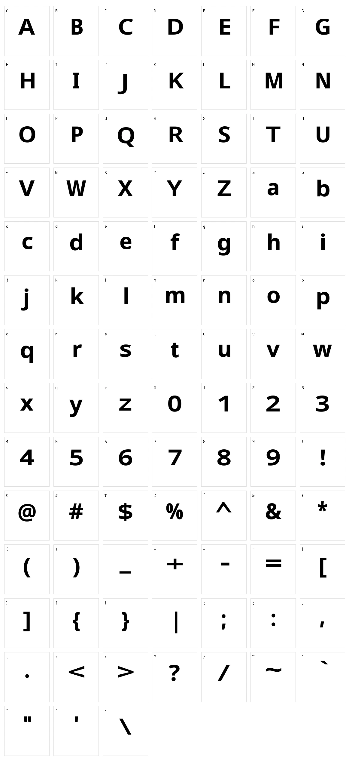 Lunasima Character Set