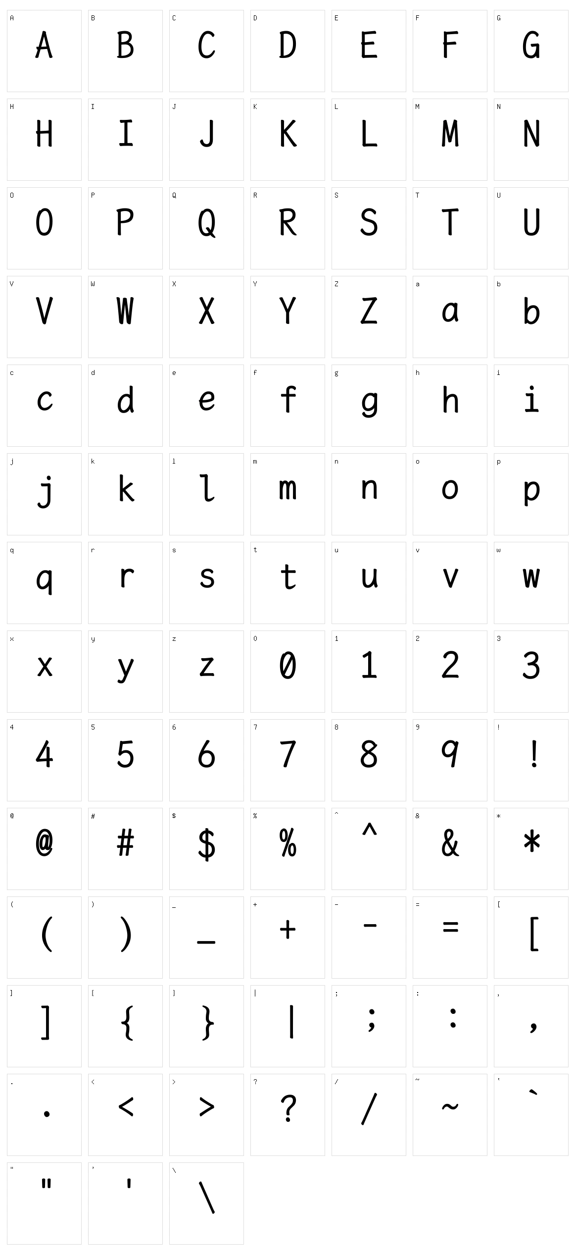 Lxgw wenkai mono tc Character Set
