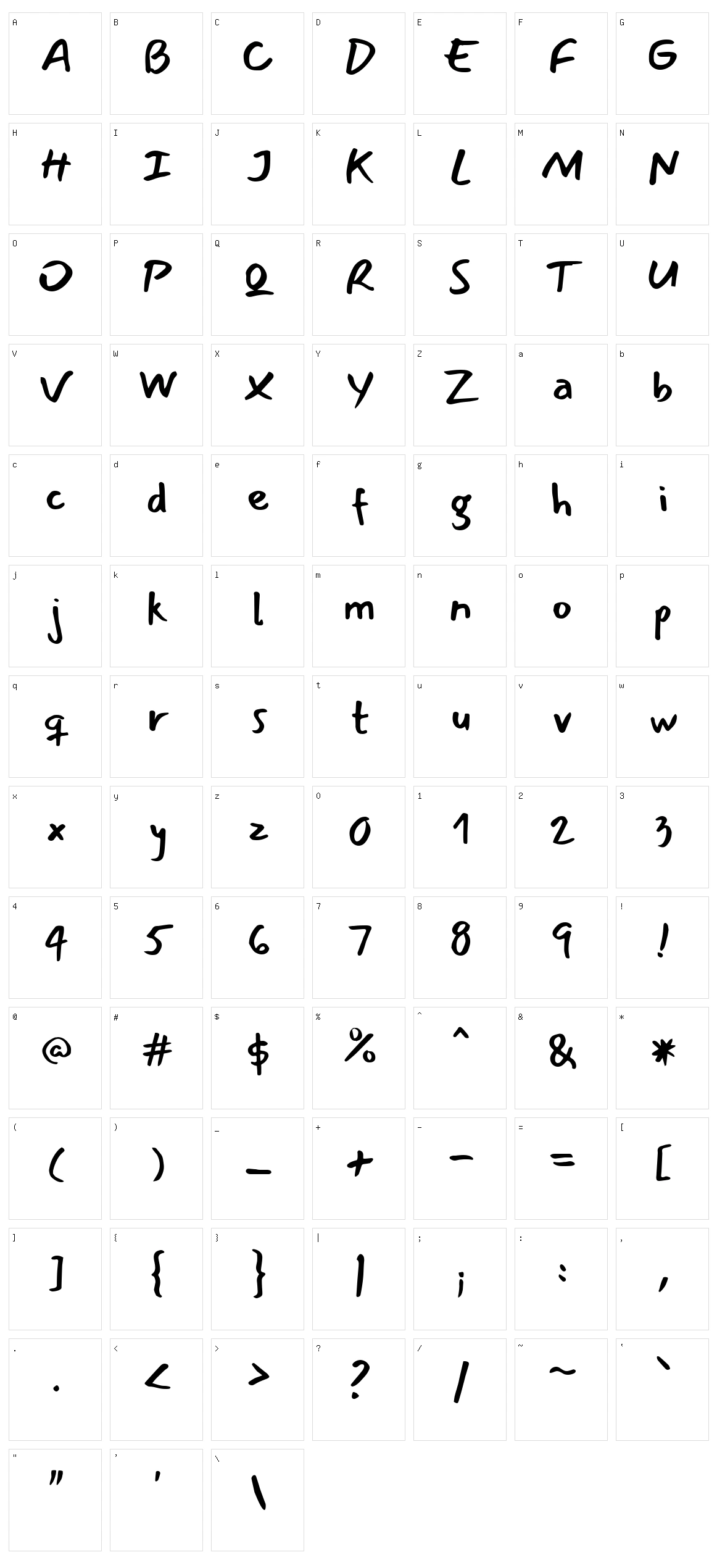 Mansalva Character Set