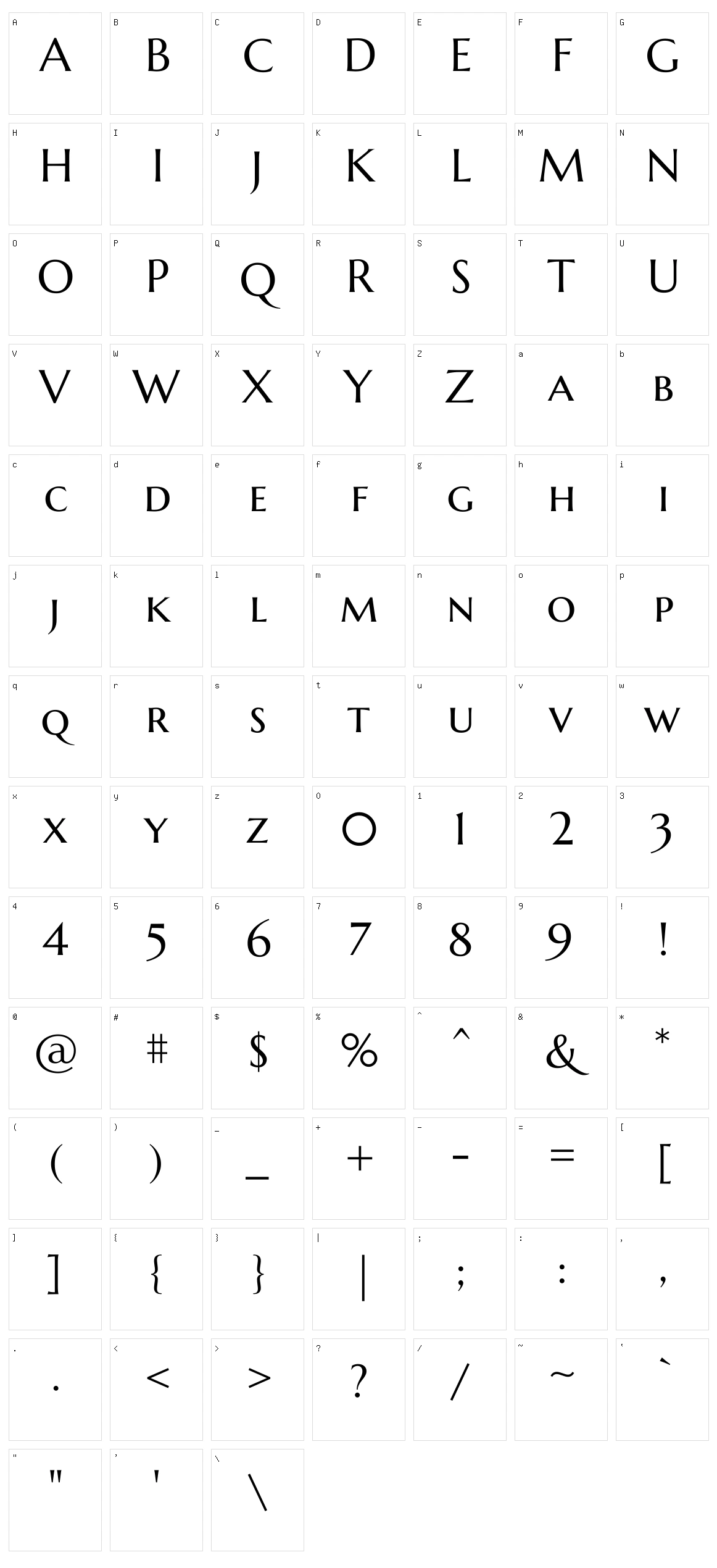 Marcellus sc Character Set