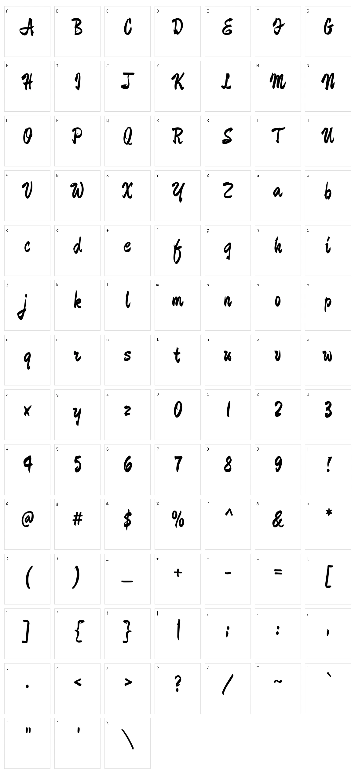 Ma shan zheng Character Set