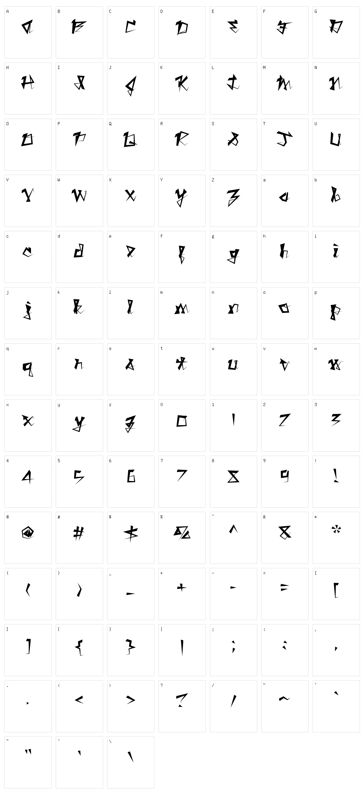Switch Blade Character Set