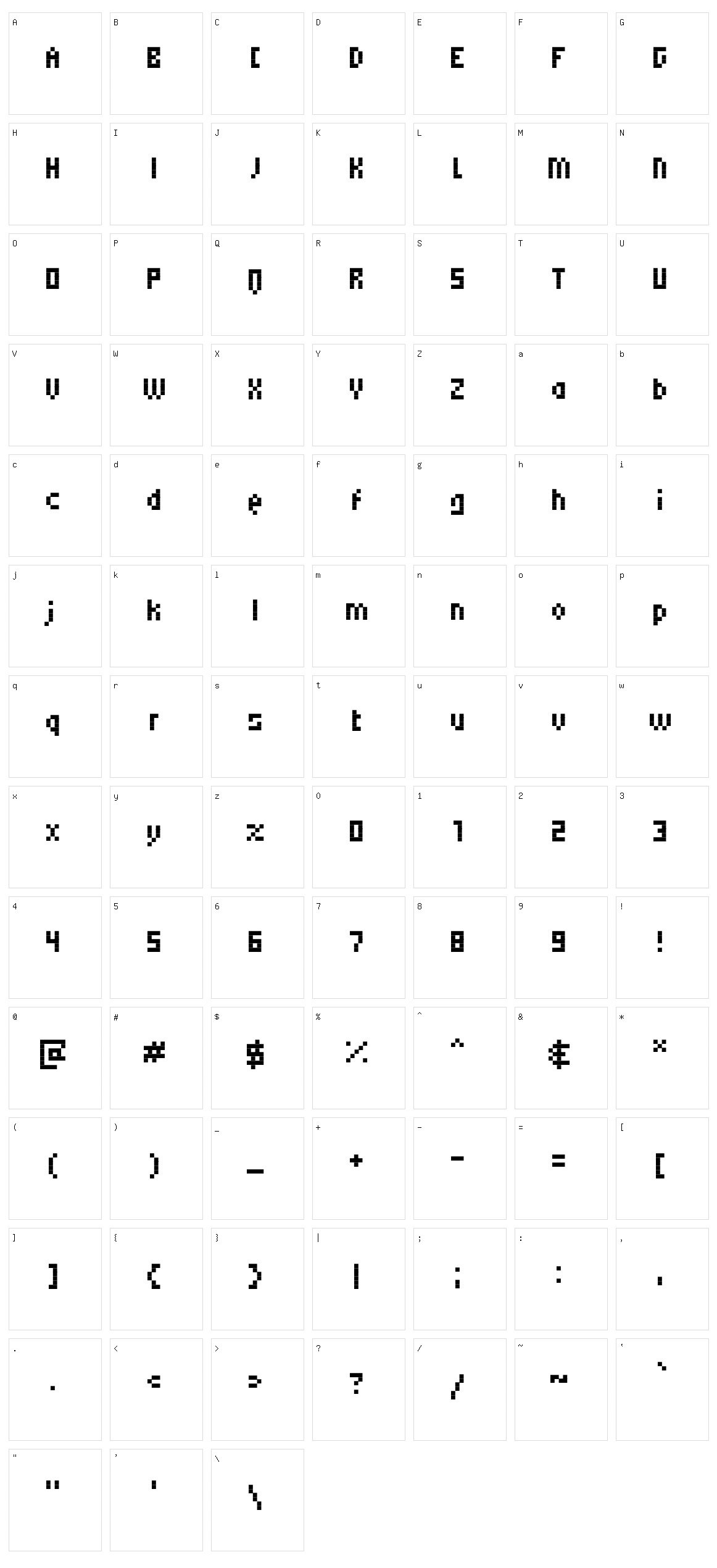 Micro 5 Character Set