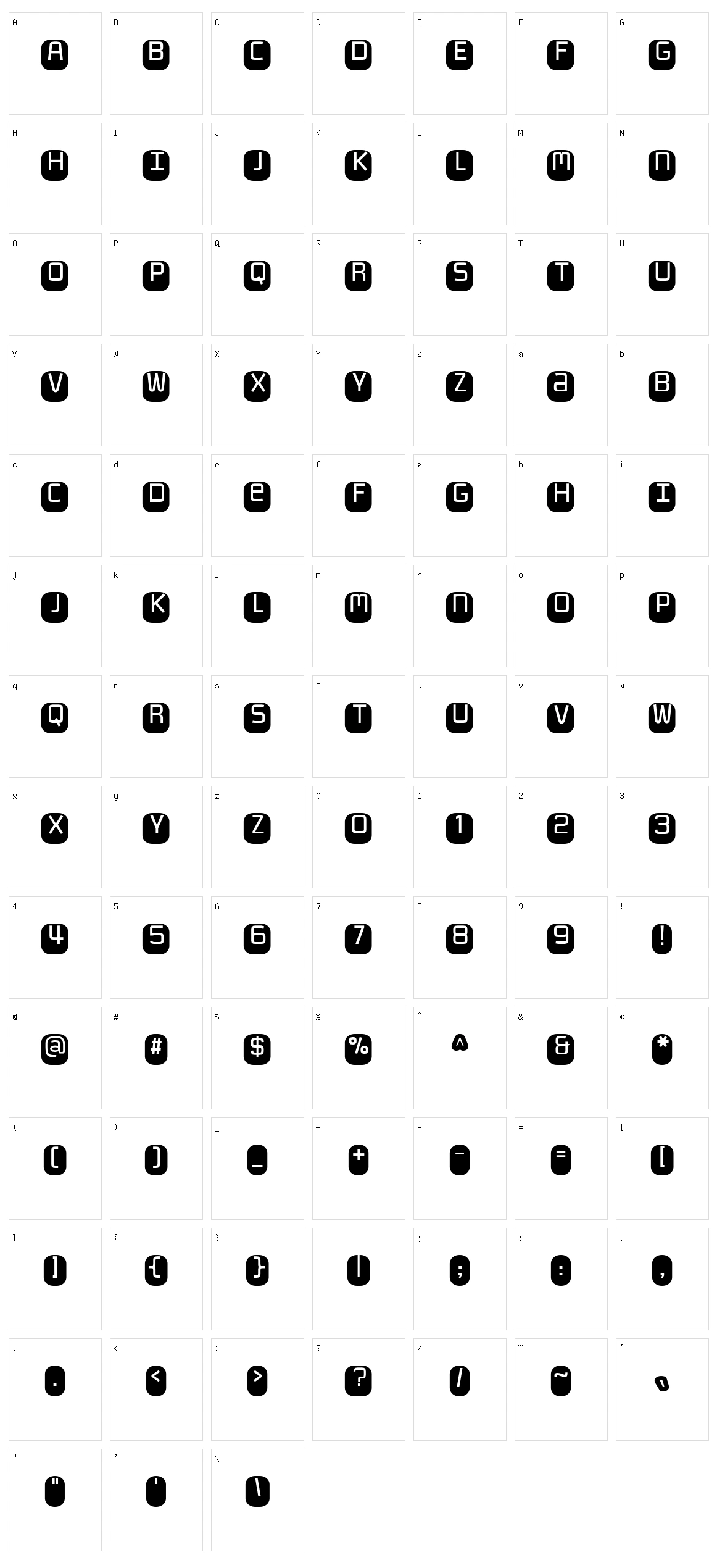 Monofett Character Set