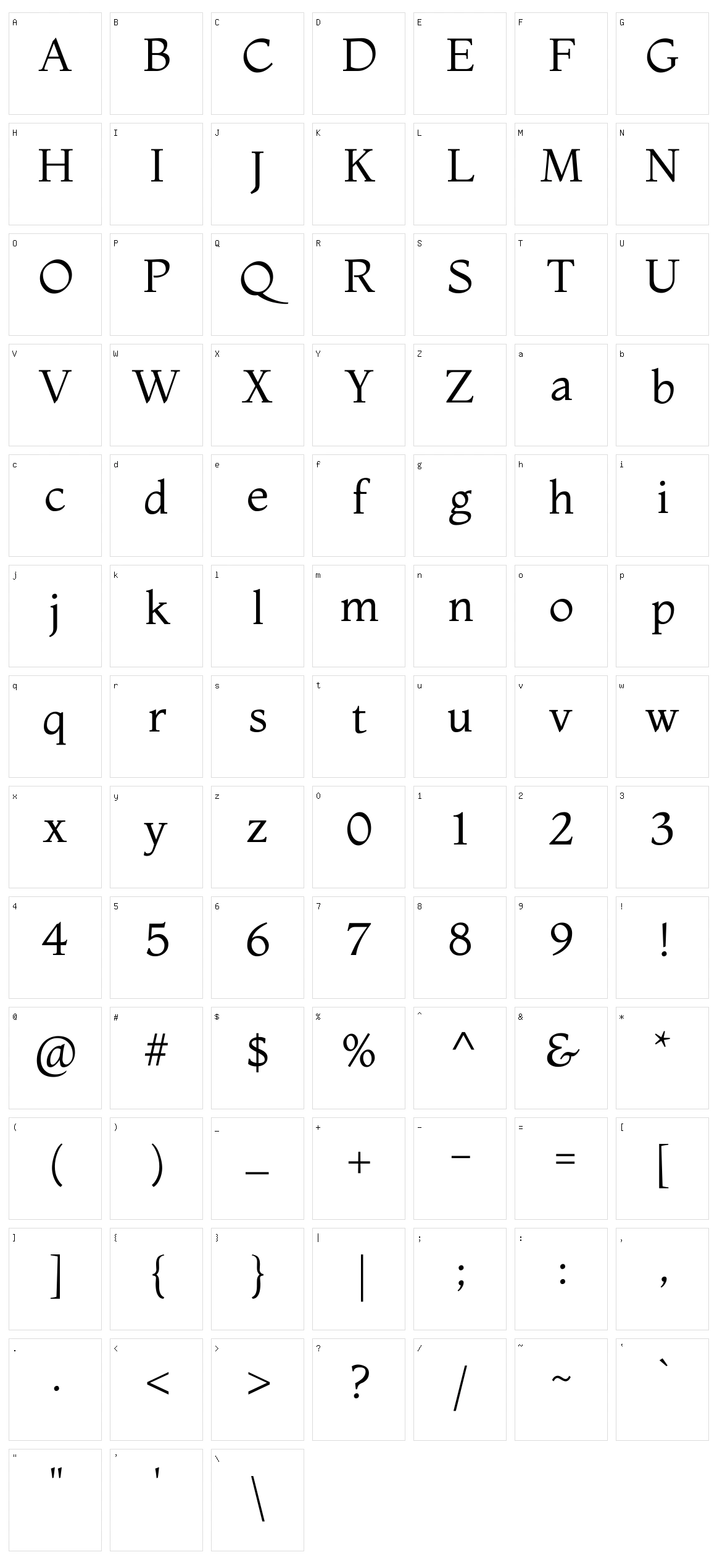 Montaga Character Set