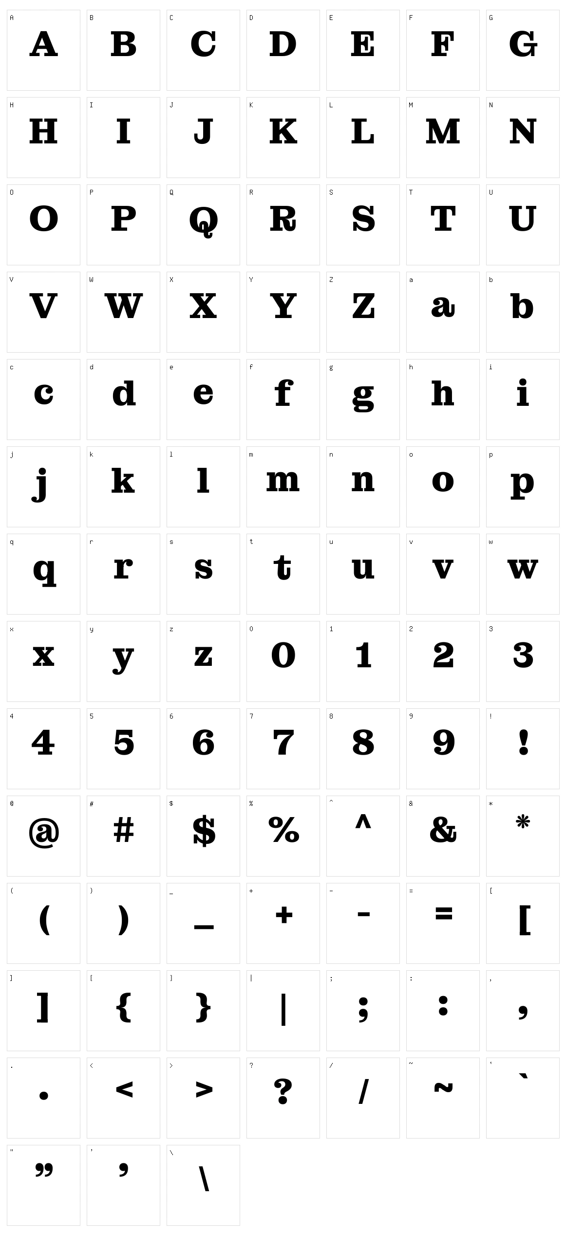 Montagu slab Character Set