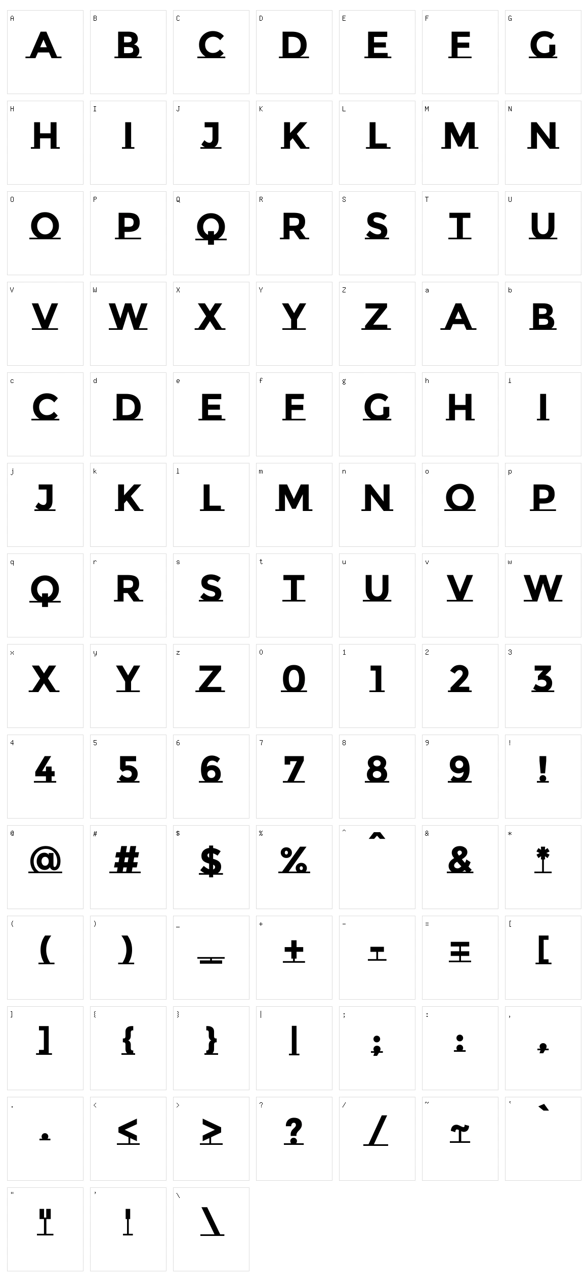 Montserrat subrayada Character Set